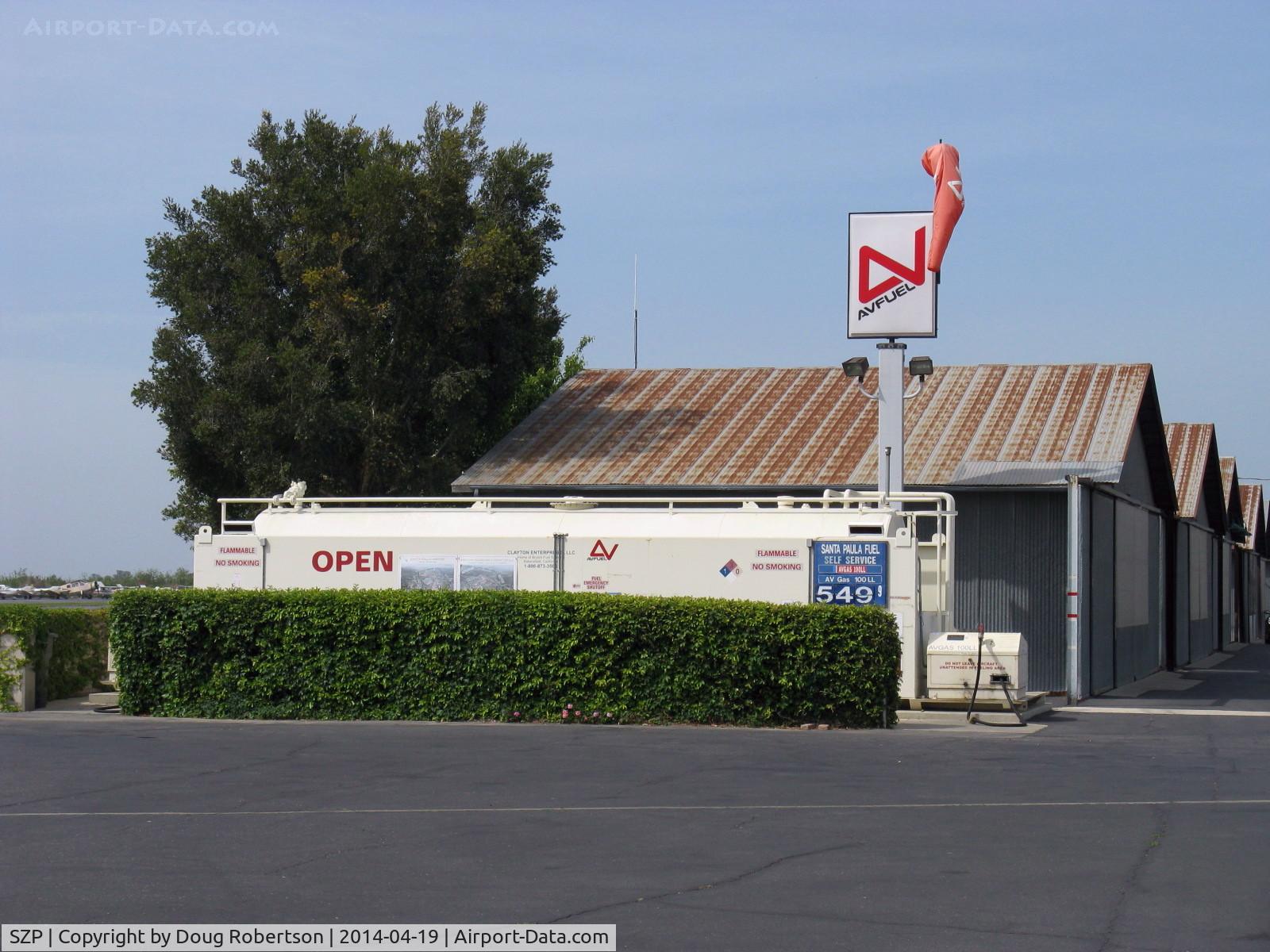 Santa Paula Airport (SZP) - Self-service Dual Station Fuel Dock 100LL, open 24 hours. Note changed fuel price/gallon.
