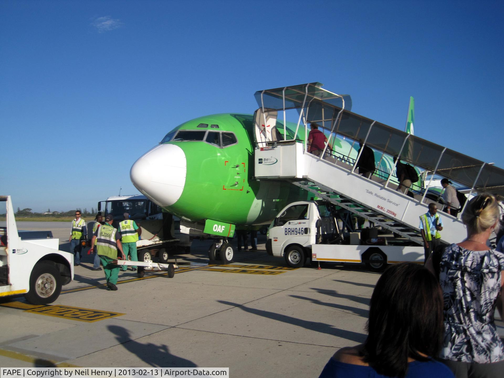 Port Elizabeth Airport, Port Elizabeth South Africa (FAPE) - boarding ZS-OAF on charter to Comair