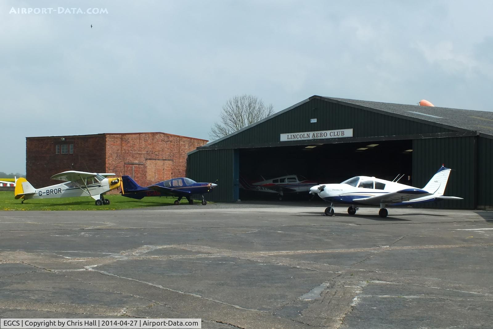 Sturgate Airfield Airport, Lincoln, England United Kingdom (EGCS) - Lincoln Flying Club hangar at Stugate