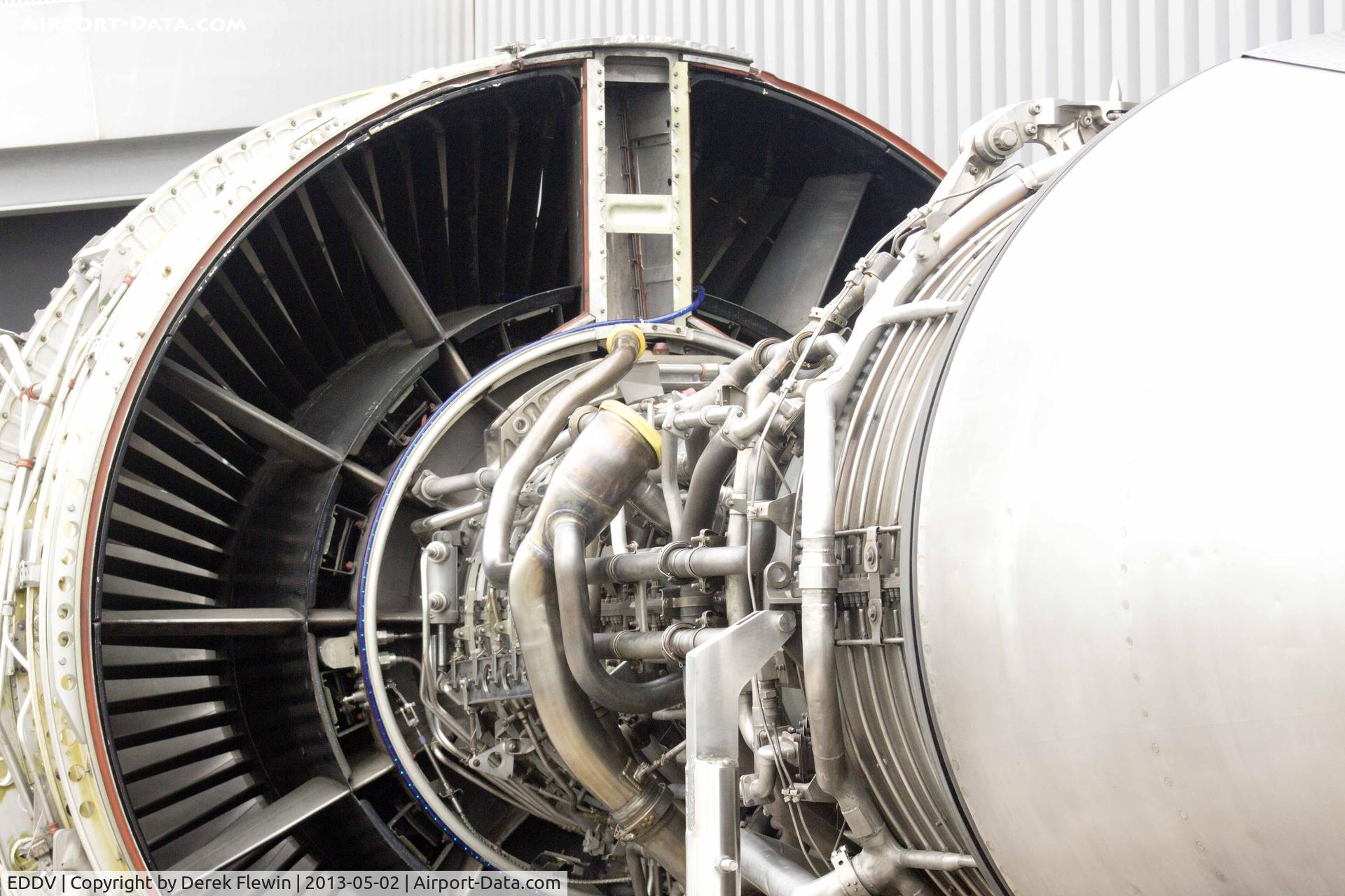 Hanover/Langenhagen International Airport, Hanover Germany (EDDV) - Airy Blue GE - Engine CF6-50C2 from a Boeing 747.