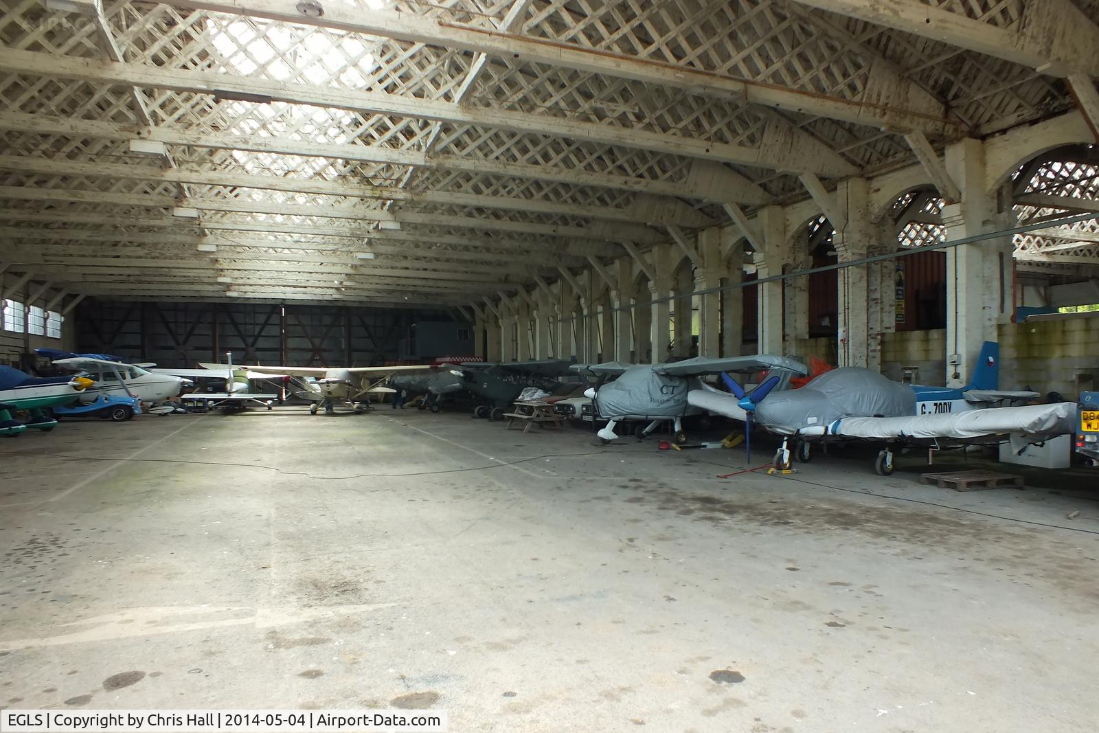 Old Sarum Airfield Airport, Salisbury, England United Kingdom (EGLS) - inside the main hangar at Old Sarum