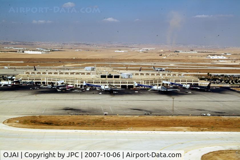 Queen Alia International Airport, Amman Jordan (OJAI) - Amman Airport at TO, with dust twister on the background