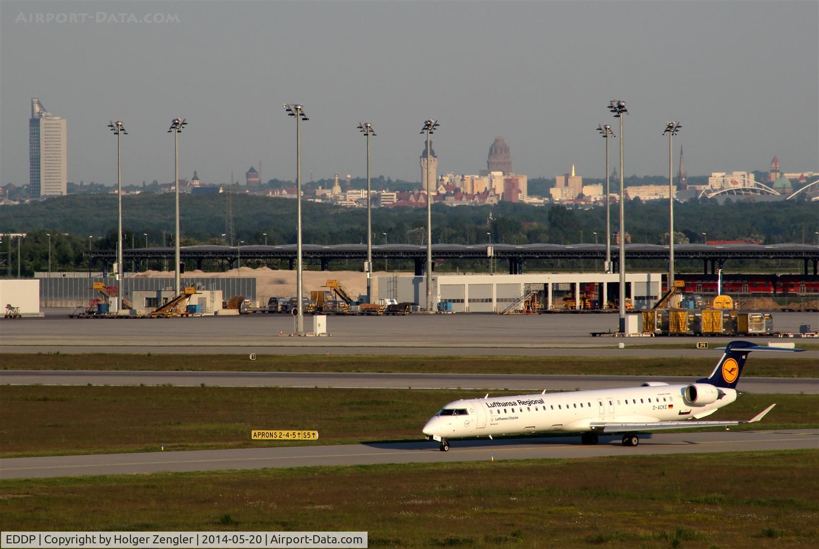 Leipzig/Halle Airport, Leipzig/Halle Germany (EDDP) - View on twy S5 and over Apron 5 to Leipzig City in beautiful evening light....