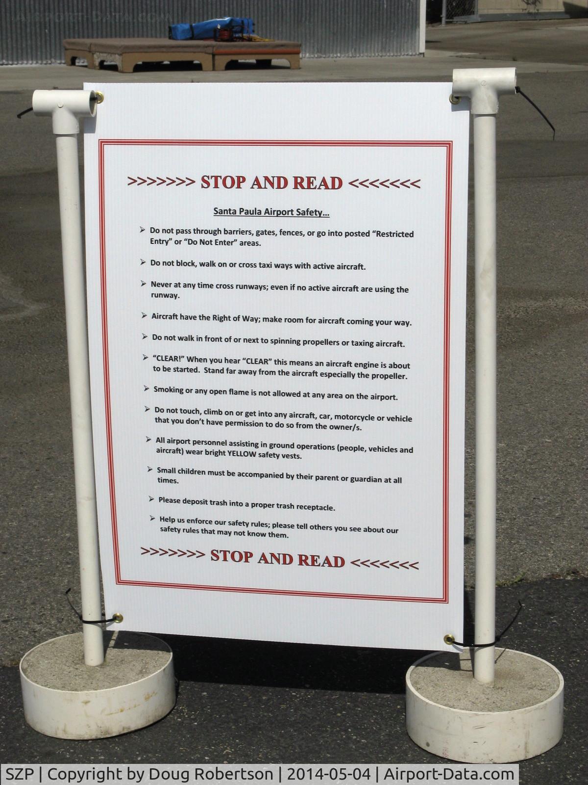 Santa Paula Airport (SZP) - Santa Paula Airport Safety Warnings