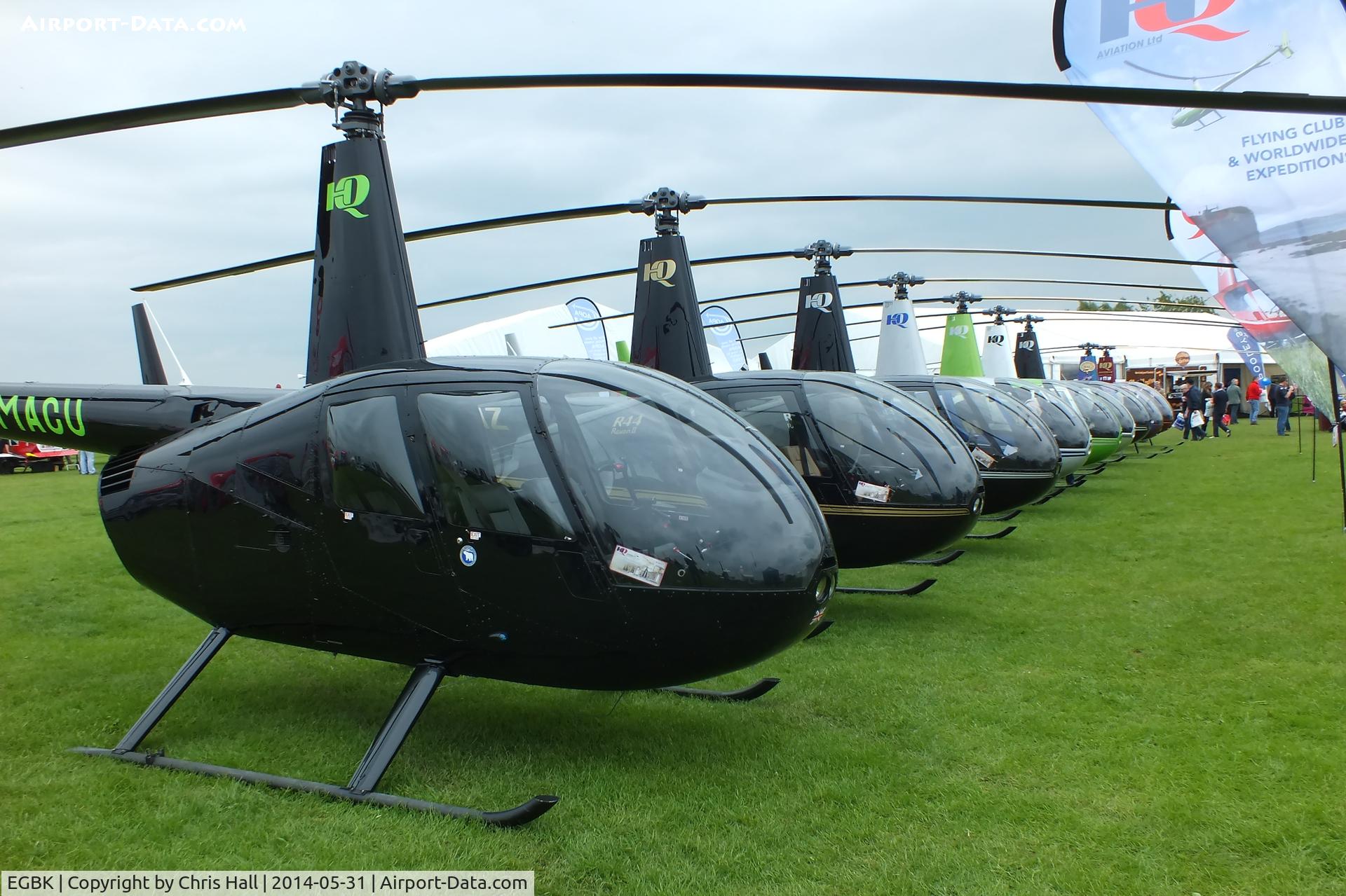 Sywell Aerodrome Airport, Northampton, England United Kingdom (EGBK) - Line up of Robinson's at AeroExpo 2014