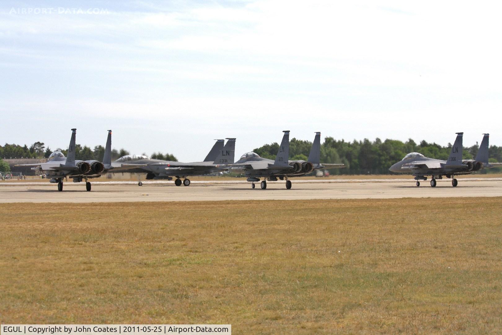 RAF Lakenheath Airport, Lakenheath, England United Kingdom (EGUL) - F15s 222 / 331 / 306 and 222 about to scramble