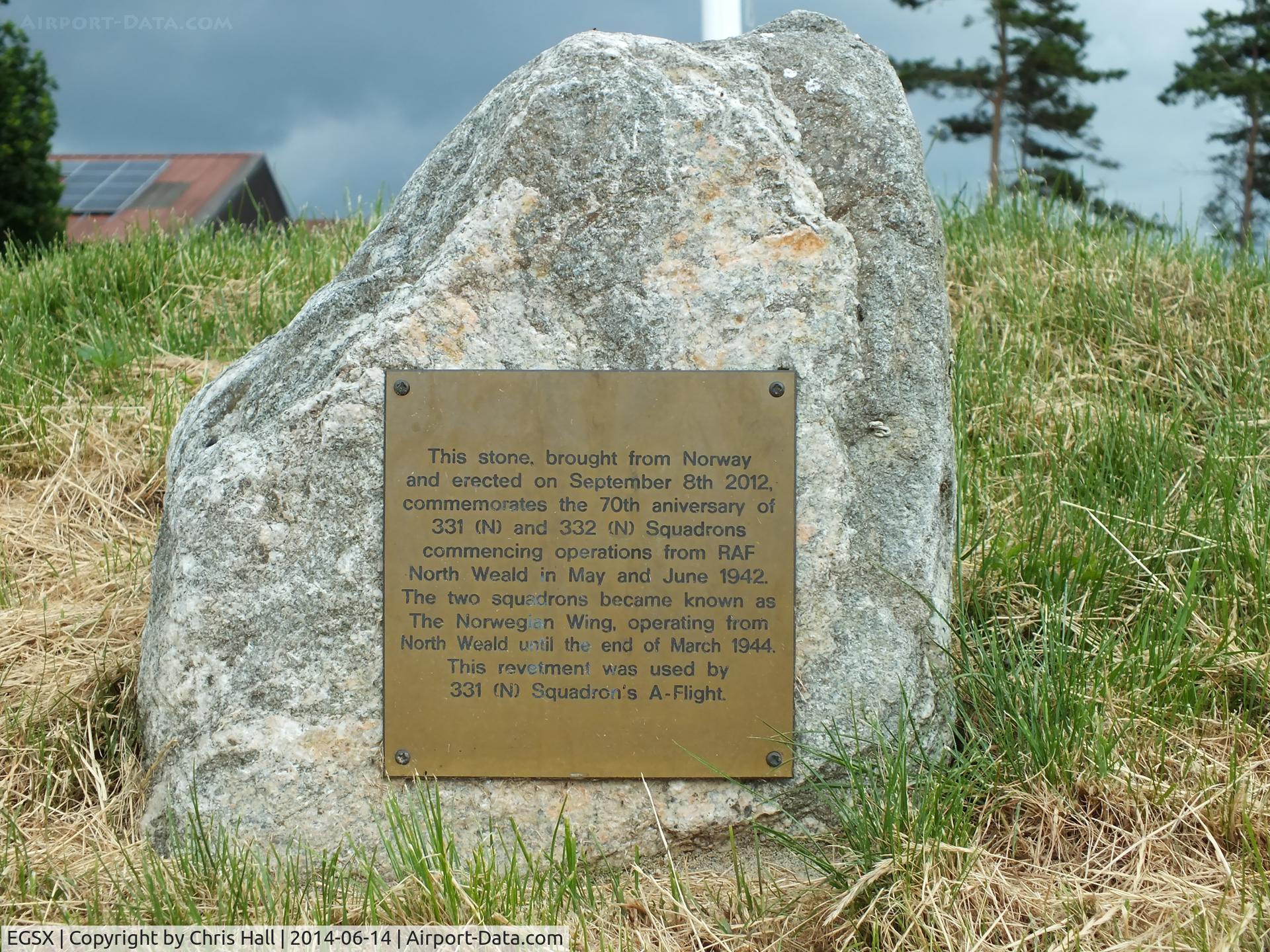 North Weald Airfield Airport, North Weald, England United Kingdom (EGSX) - Memorial at North Weald dedicated to the Norwegian squadrons that served at the base during WWII