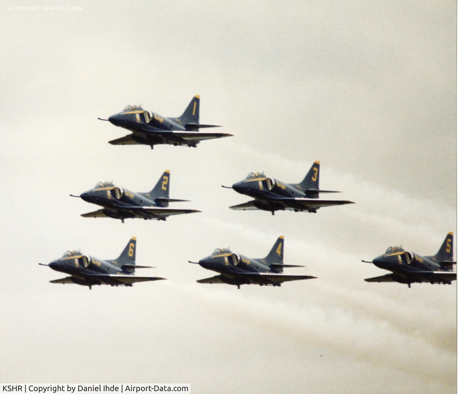 Sheridan County Airport (SHR) - Blue Angel's A-4's performing at KSHR around 1983