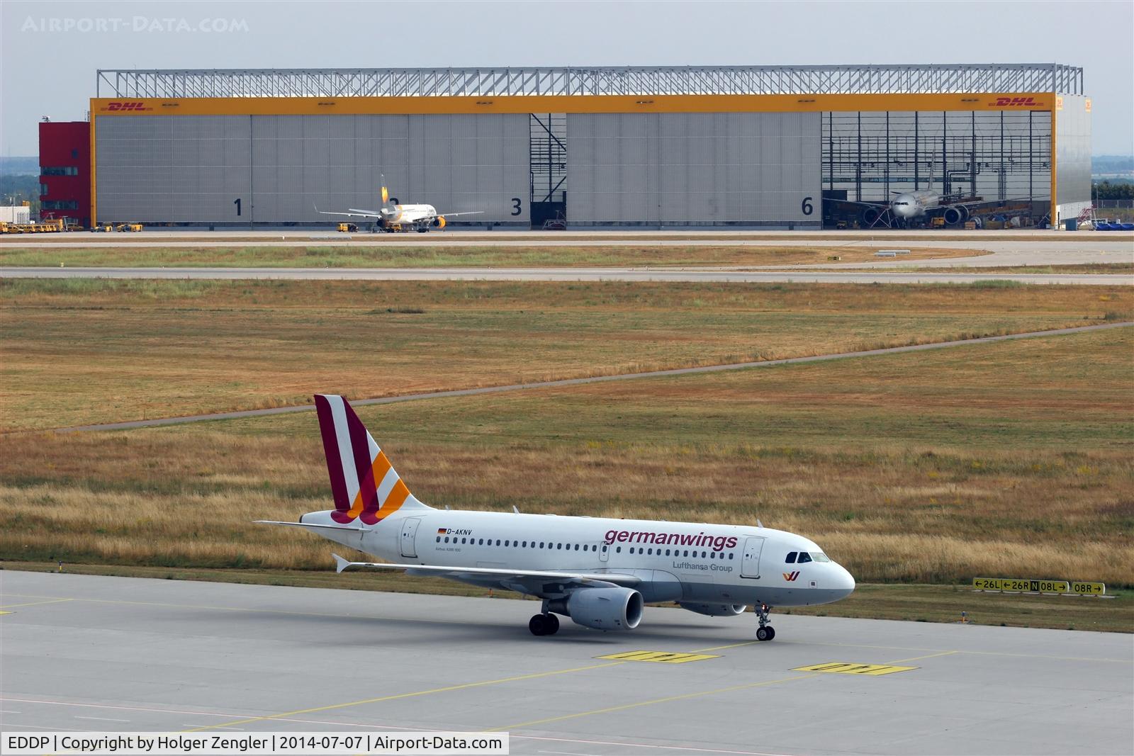Leipzig/Halle Airport, Leipzig/Halle Germany (EDDP) - View from old tower to twy November, rwy 26L, twy Sierra and DHL maintenance unit....