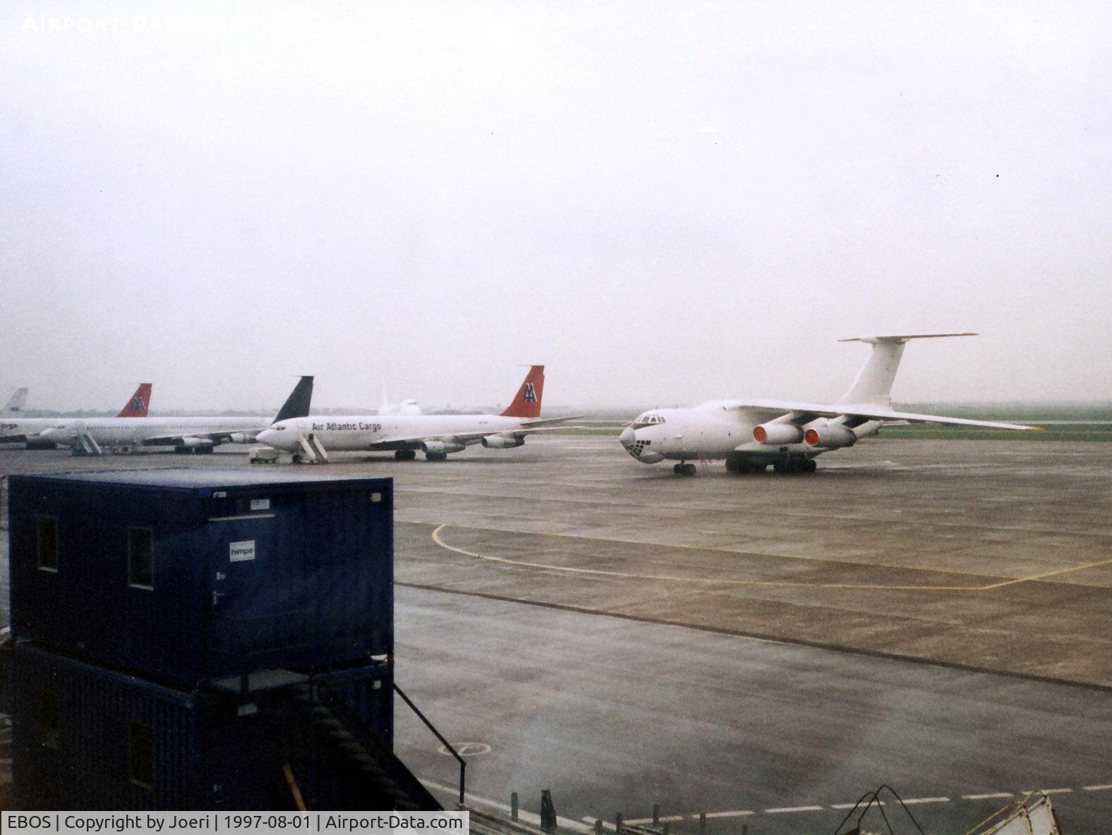 Ostend-Bruges International Airport, Ostend Belgium (EBOS) - General view on airplane parking area 1997