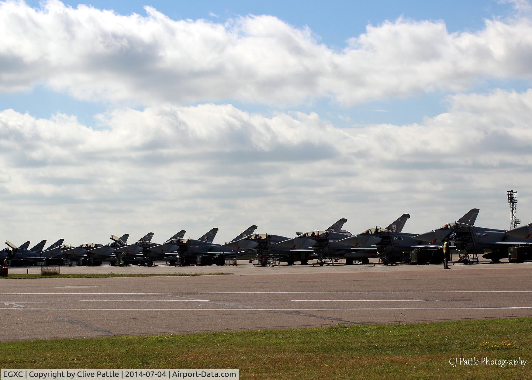 RAF Coningsby Airport, Coningsby, England United Kingdom (EGXC) - Ready for duty at RAF Coningsby EGXC. A line-up of 29 R Sqn aircraft.