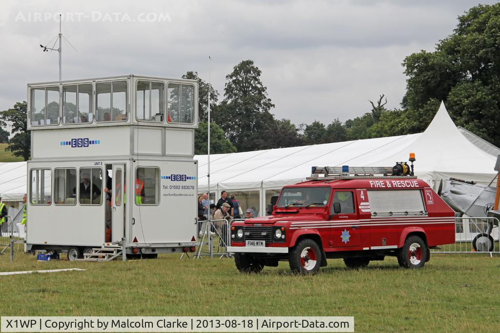 X1WP Airport - The temporary control tower at The De Havilland Moth Club's 28th International Moth Rally at Woburn Abbey Park. August 2013.