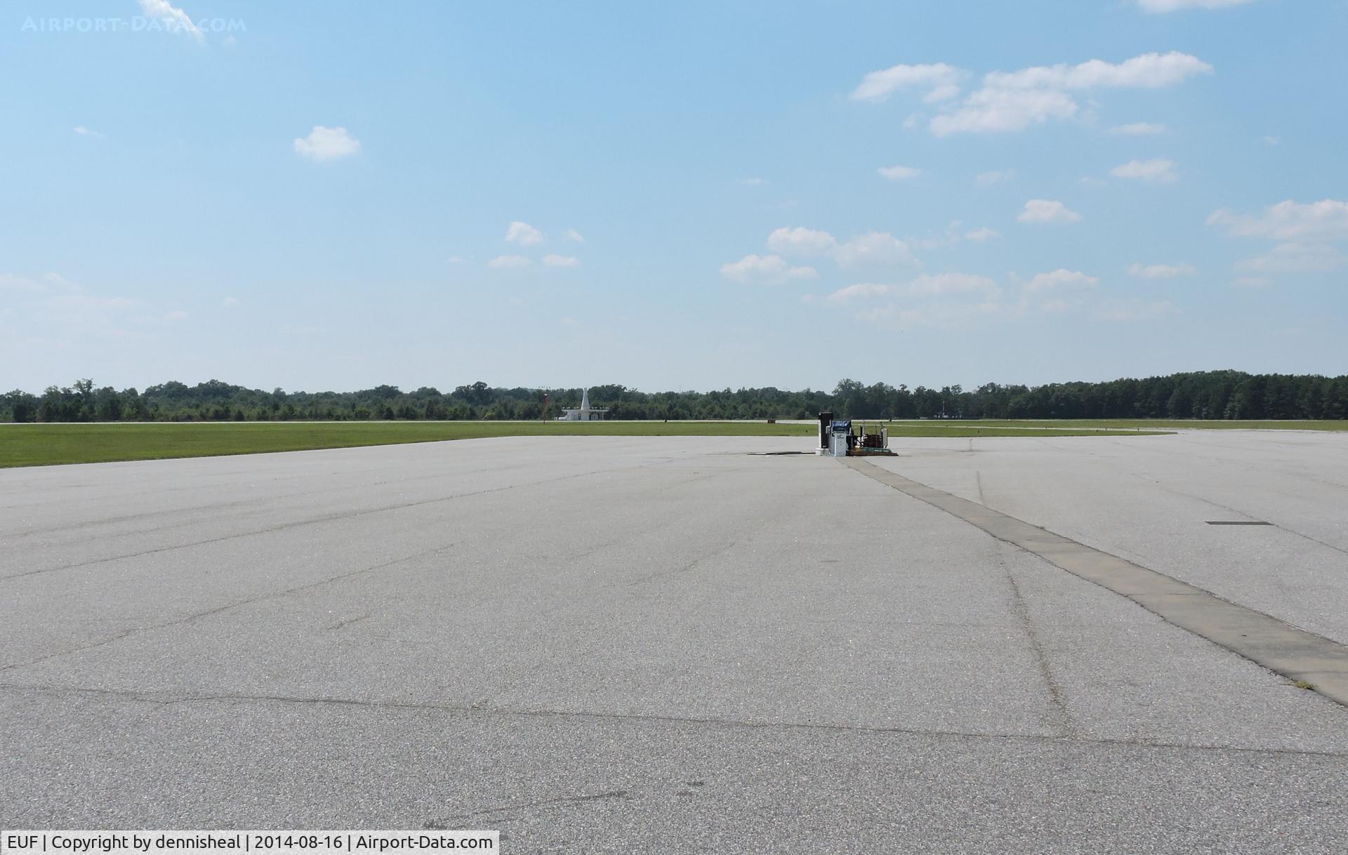Weedon Field Airport (EUF) - LOOKING OUT FROM FRONT OF OFFICE TO TAXIWAY TO RUNWAY