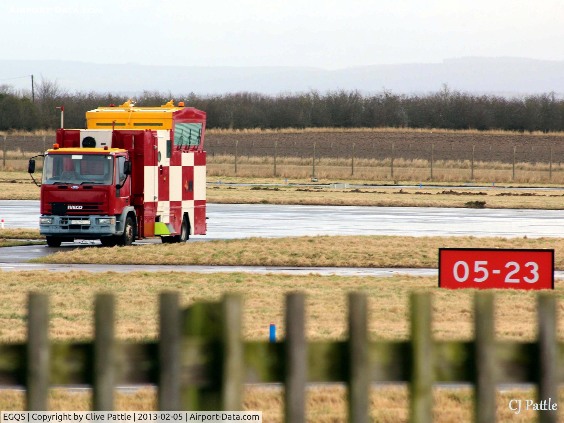 RAF Lossiemouth Airport, Lossiemouth, Scotland United Kingdom (EGQS) - Close-up of ATC ops van at the threshold of Rwy 05 at RAF Lossiemouth EGQS