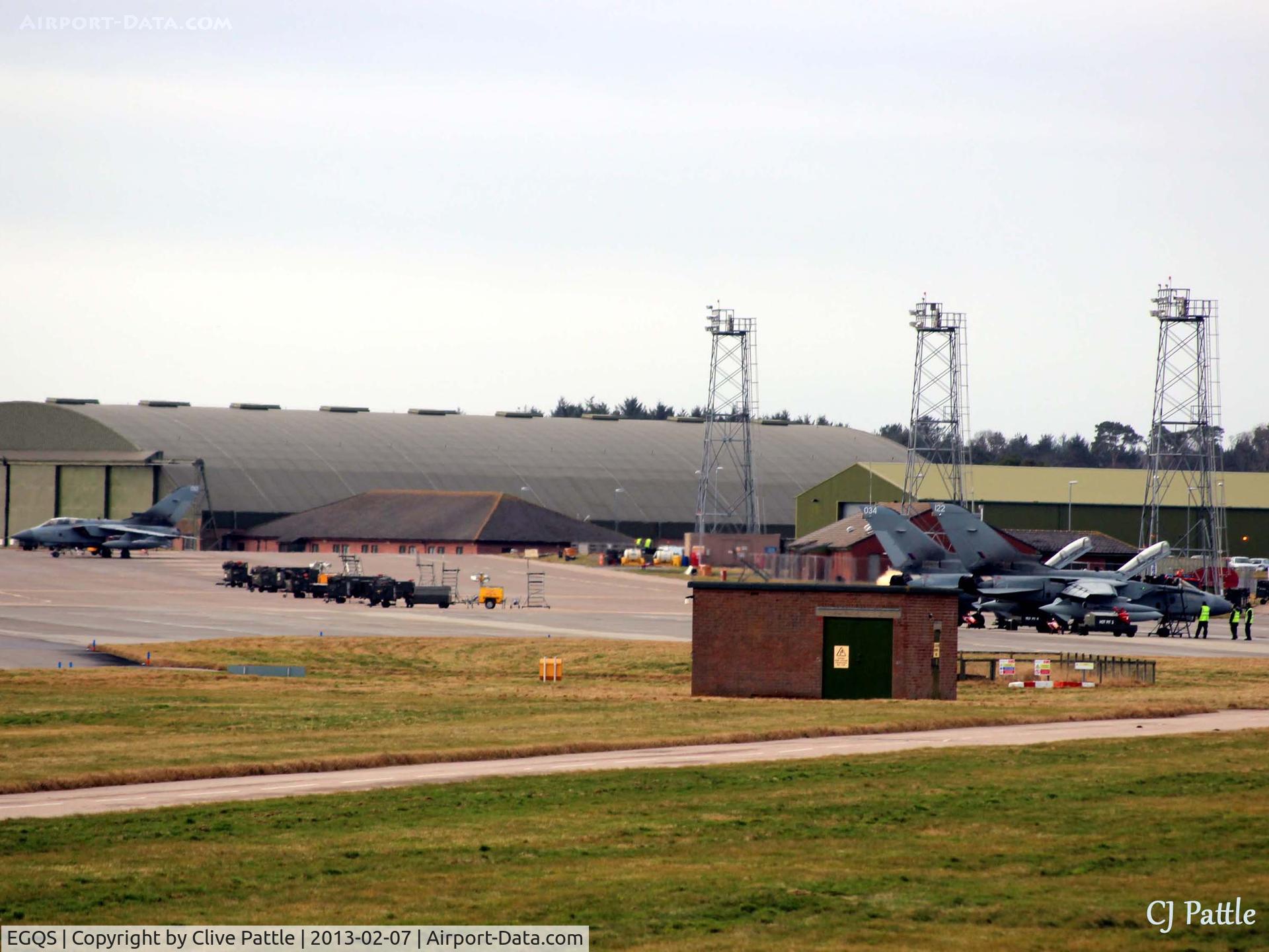 RAF Lossiemouth Airport, Lossiemouth, Scotland United Kingdom (EGQS) - A view of the busy apron at RAF Lossiemouth EGQS