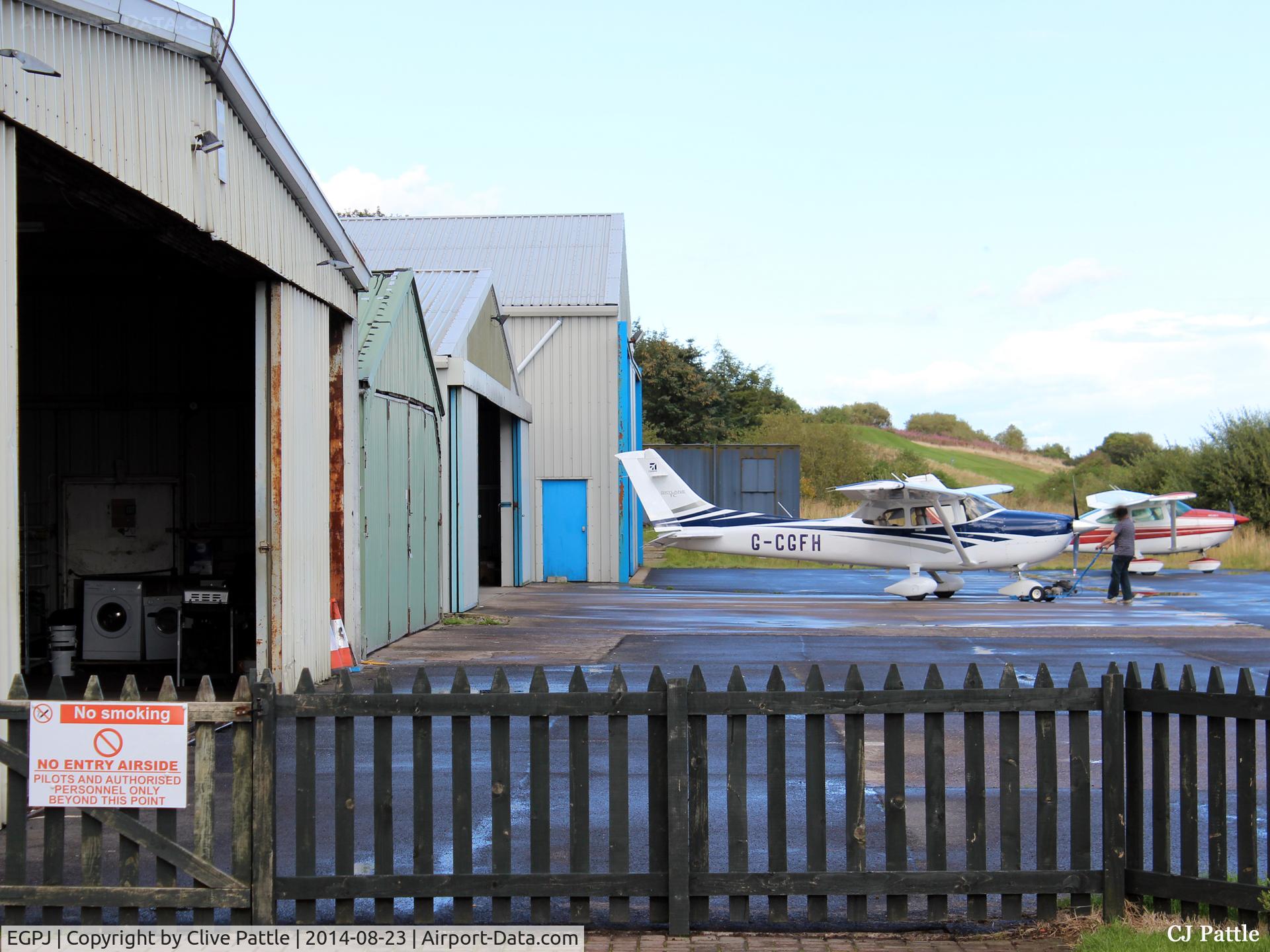 Fife Airport, Glenrothes, Scotland United Kingdom (EGPJ) - The hangar apron at Glenrothes EGPJ