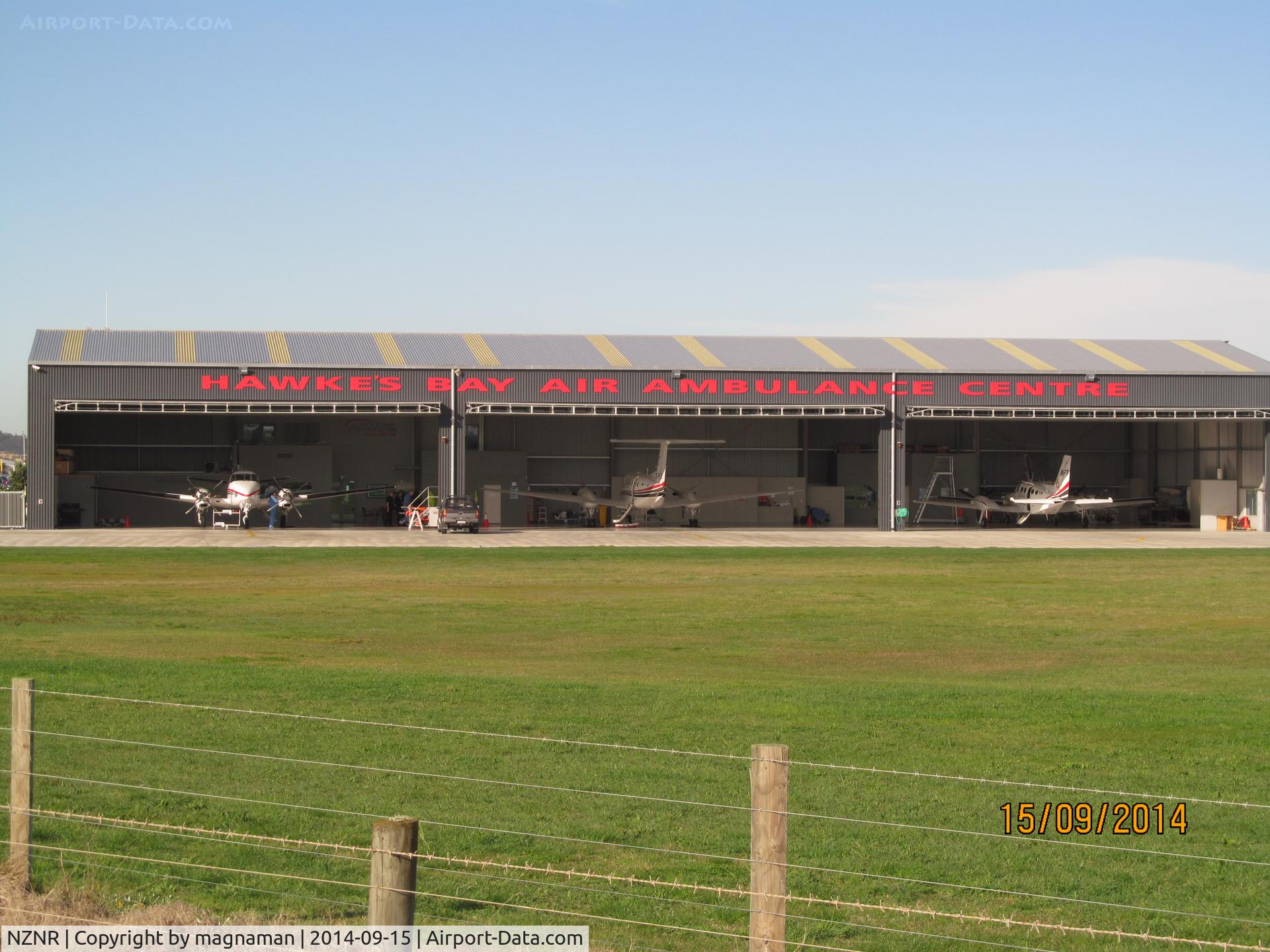 Napier Airport, Napier New Zealand (NZNR) - air ambulance hangar visible from layby on main road
