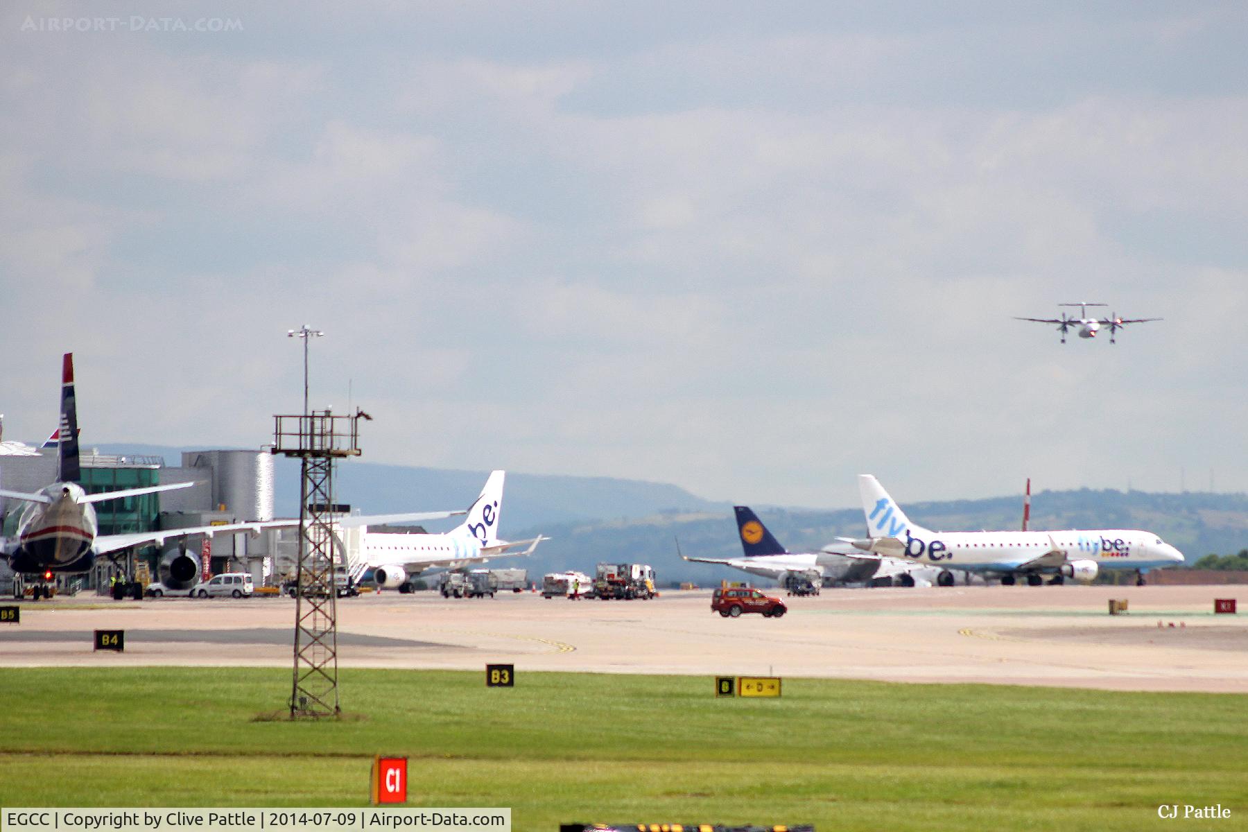 Manchester Airport, Manchester, England United Kingdom (EGCC) - View from the viewing enclosure looking east at the airport activity - at Manchester EGCC