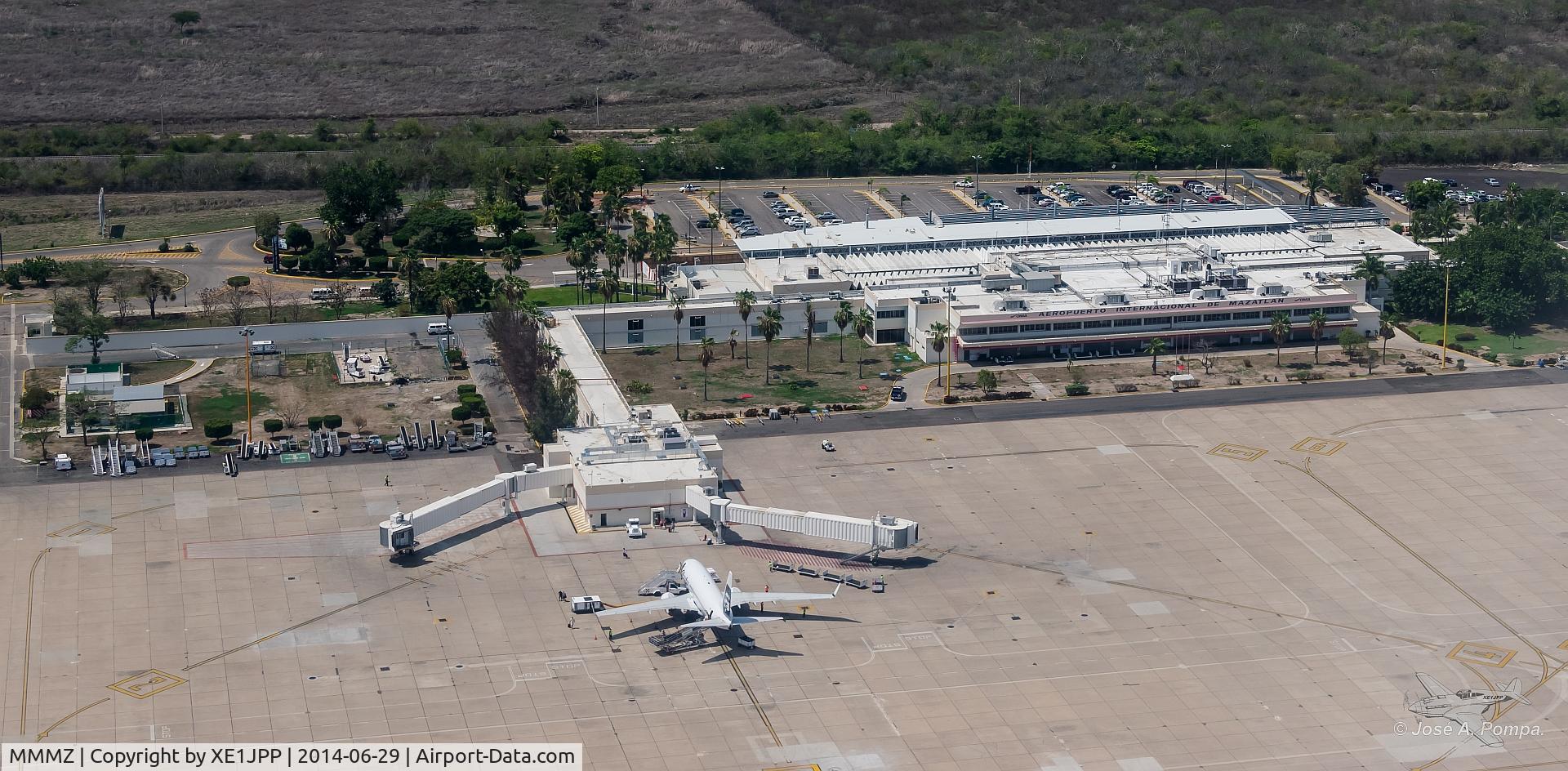 General Rafael Buelna International Airport, Mazatlán, Sinaloa Mexico (MMMZ) - Also the Alaska_N618AS - view from air.
