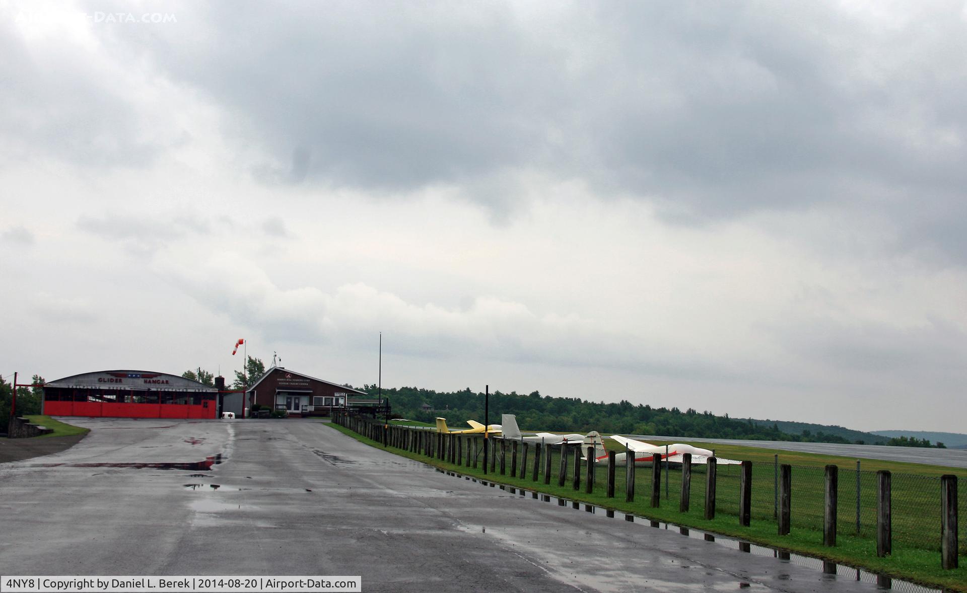 Harris Hill Gliderport (4NY8) - Harris Hill has long been one of the premier airports for sailplanes.  This view shows the hangar, office, apron, and field.