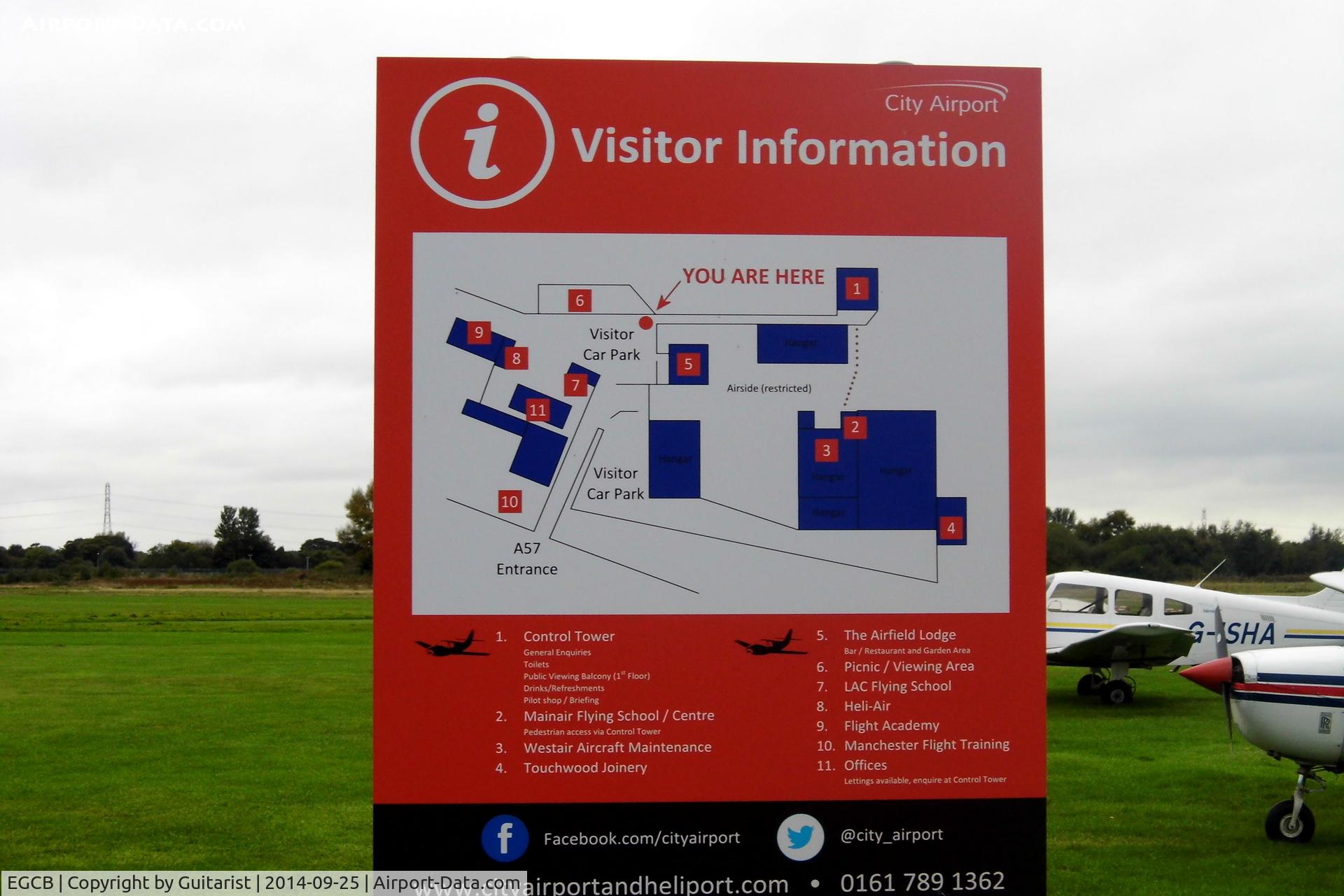 City Airport Manchester, Manchester, England United Kingdom (EGCB) - Visitor information board at City Airport Manchester