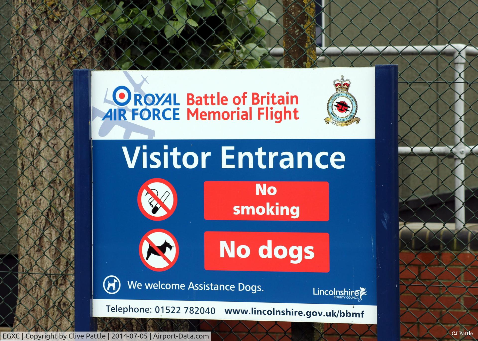 RAF Coningsby Airport, Coningsby, England United Kingdom (EGXC) - A view of the Battle of Britain Memorial Flight (BBMF) sign at RAF Coningsby