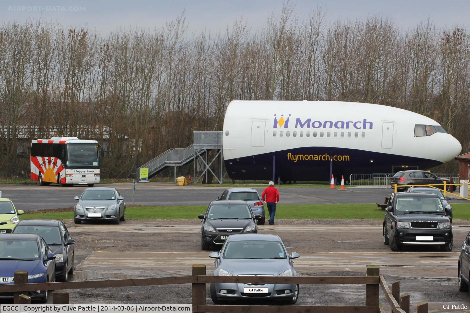 Manchester Airport, Manchester, England United Kingdom (EGCC) - Viewing area car park at Manchester EGCC with DC-10 nose exhibit
