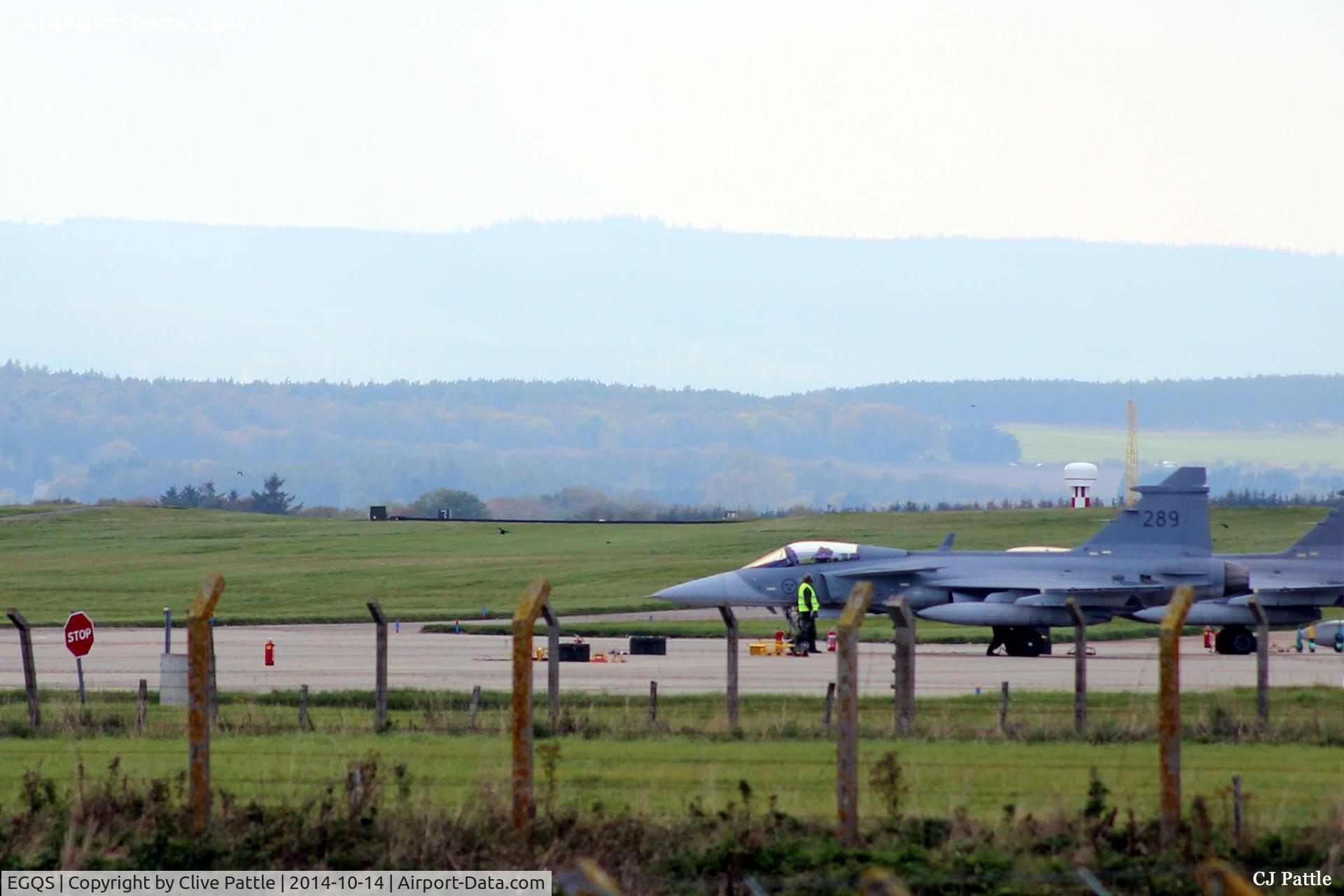 RAF Lossiemouth Airport, Lossiemouth, Scotland United Kingdom (EGQS) - Visiting aircraft, in this case Swedish AF Gripen, using the 15 R Sqn apron at RAF Lossiemouth EGQS during Exercise Joint Warrior 14-2