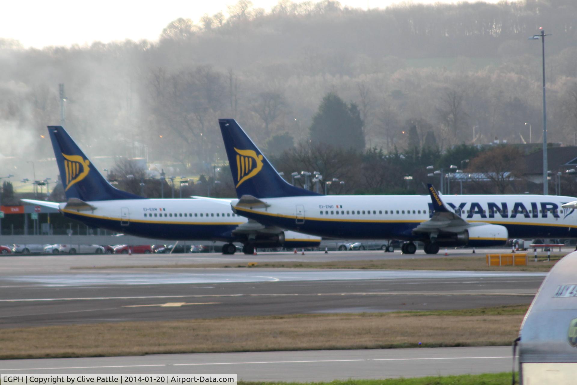 Edinburgh Airport, Edinburgh, Scotland United Kingdom (EGPH) - Ryanair line-up on the apron at Edinburgh