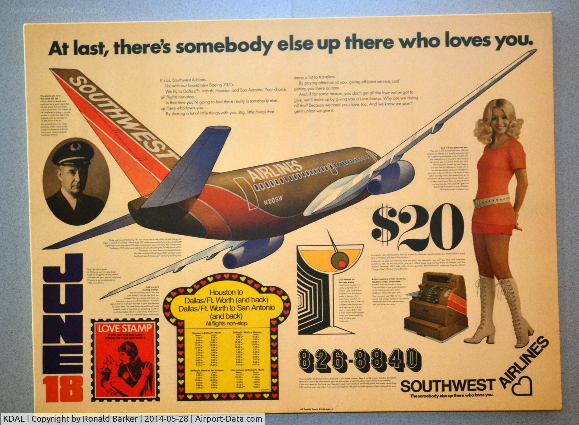 Dallas Love Field Airport (DAL) - Southwest Airlines advertisement (exhibit) Frontiers of Flight Museum DAL