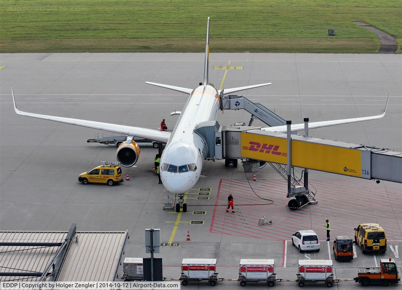Leipzig/Halle Airport, Leipzig/Halle Germany (EDDP) - Preparations for a flight to AYT are running at stand 136....