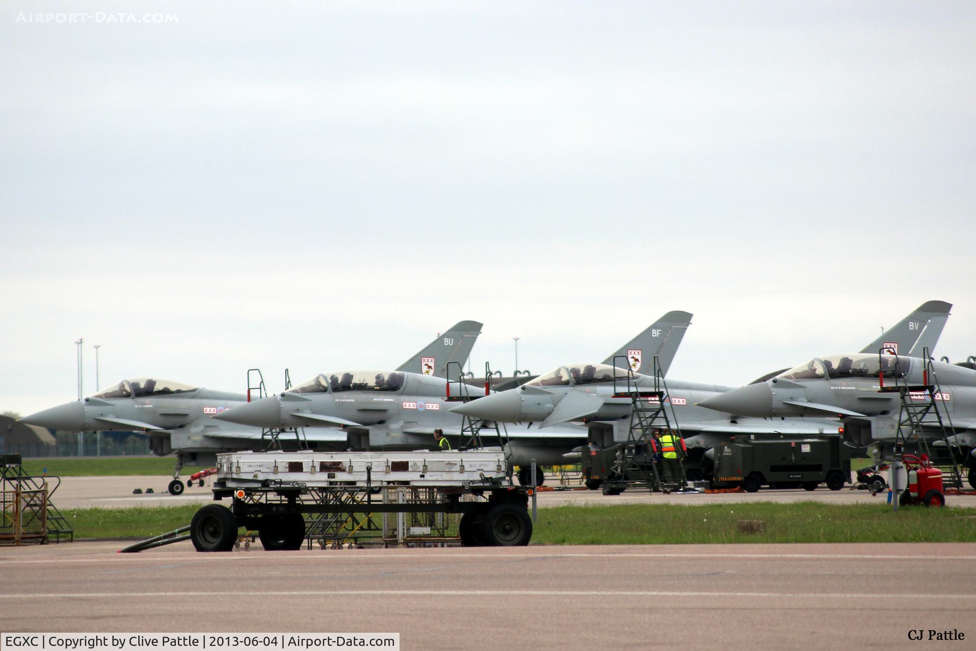 RAF Coningsby Airport, Coningsby, England United Kingdom (EGXC) - 29 R Sqn apron line-up at RAF Coningsby