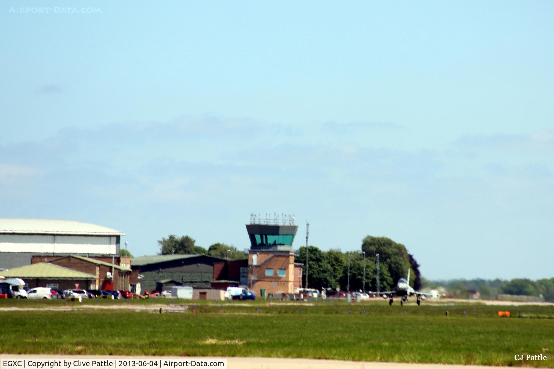 RAF Coningsby Airport, Coningsby, England United Kingdom (EGXC) - ATC Tower and airfield view at RAF Coningsby