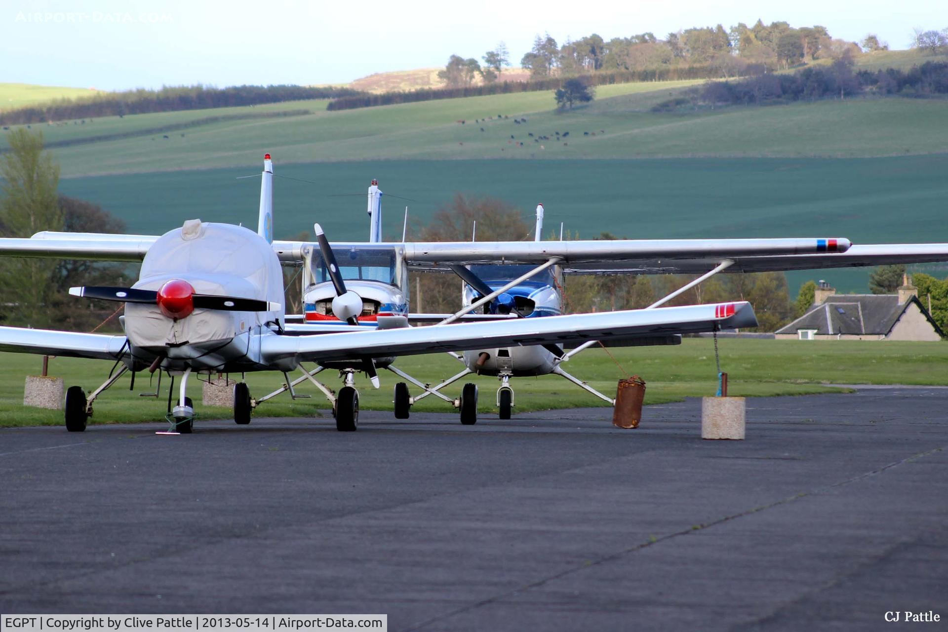 Perth Airport (Scotland), Perth, Scotland United Kingdom (EGPT) - Dusk apron line-up on the main apron at Perth EGPT