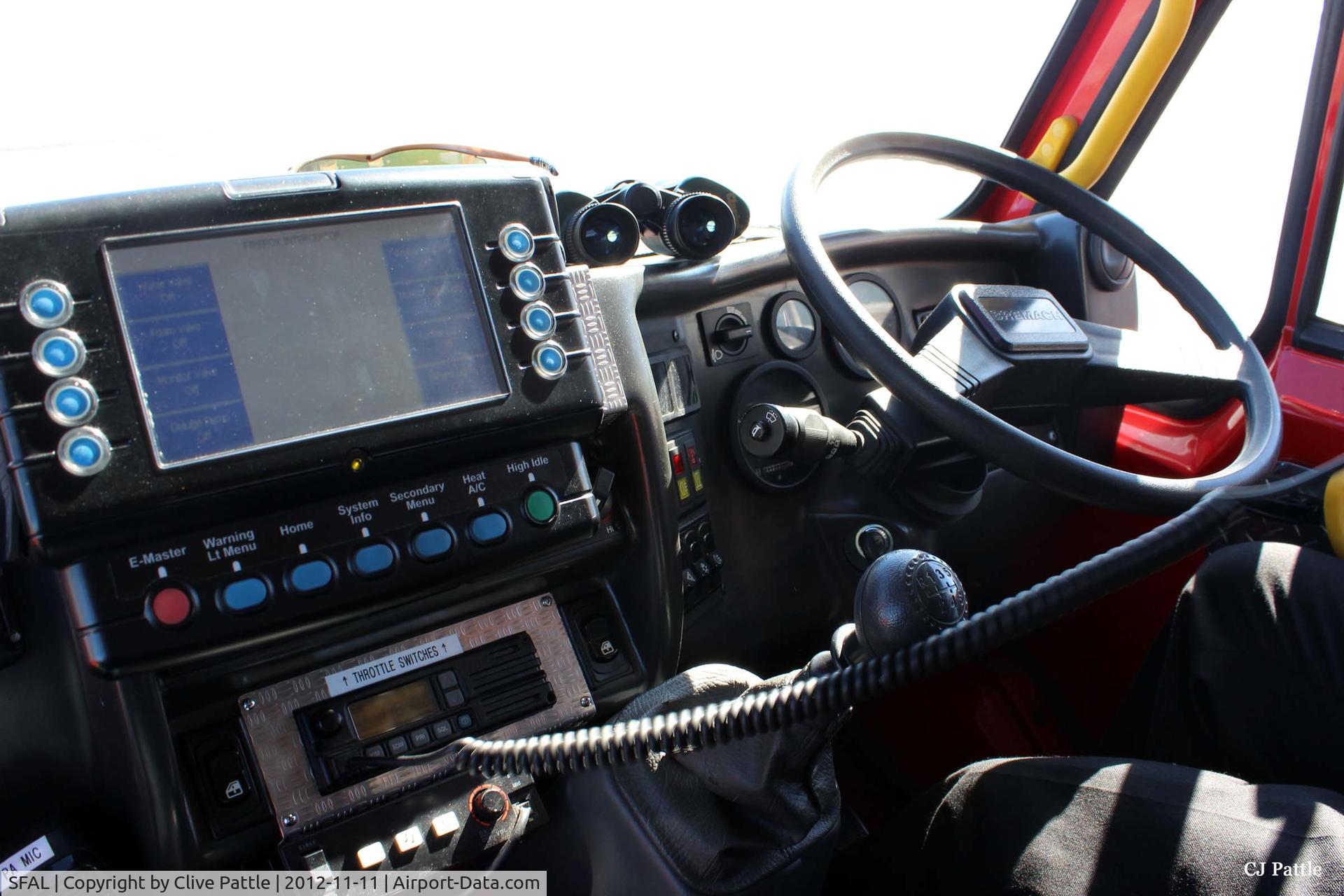 SFAL Airport - Cabin view within the Fire Tender at Port Stanley SFAL