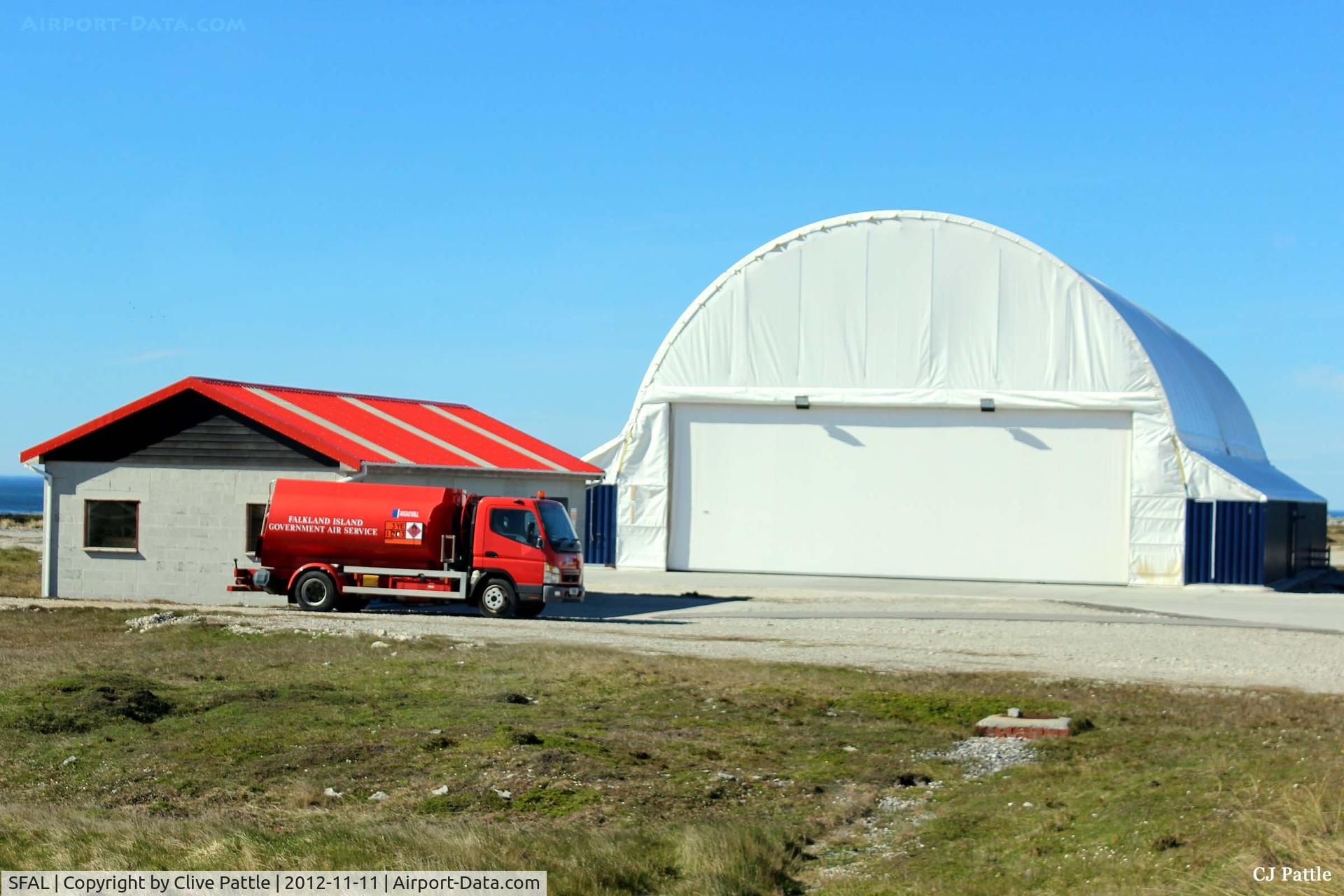 SFAL Airport - The FIGAS hangar at Port Stanley (SFAL) used to store their Britten Norman Islander aircraft.