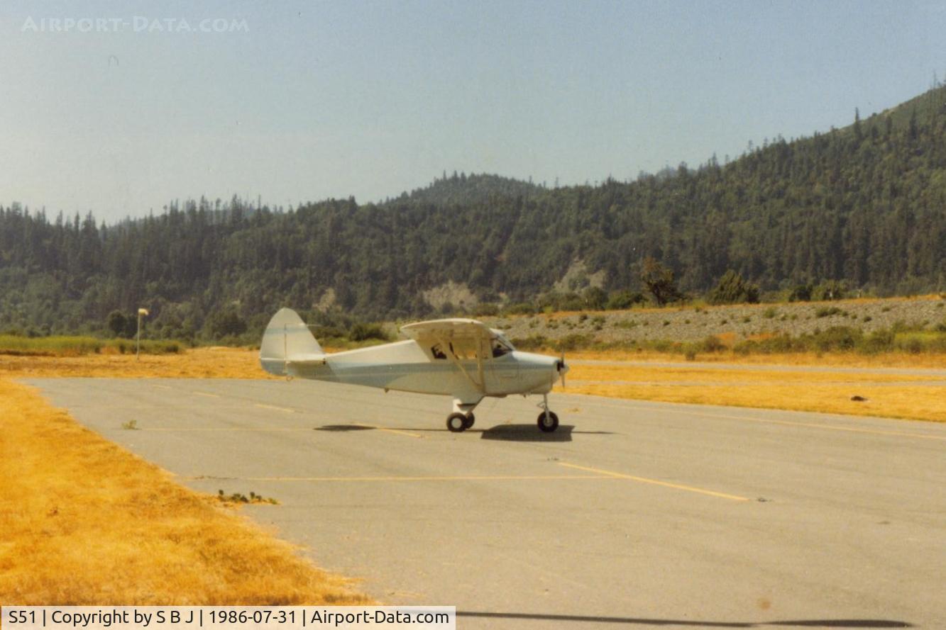 Andy Mc Beth Airport (S51) - N5248Z at Andy McBeth airport  in NW Calif. right on the Klamath river and only several miles from the coast plus a short distance to the small town. Very nice but fog can be a problem! Notice the flood levee on the right to protect the town.