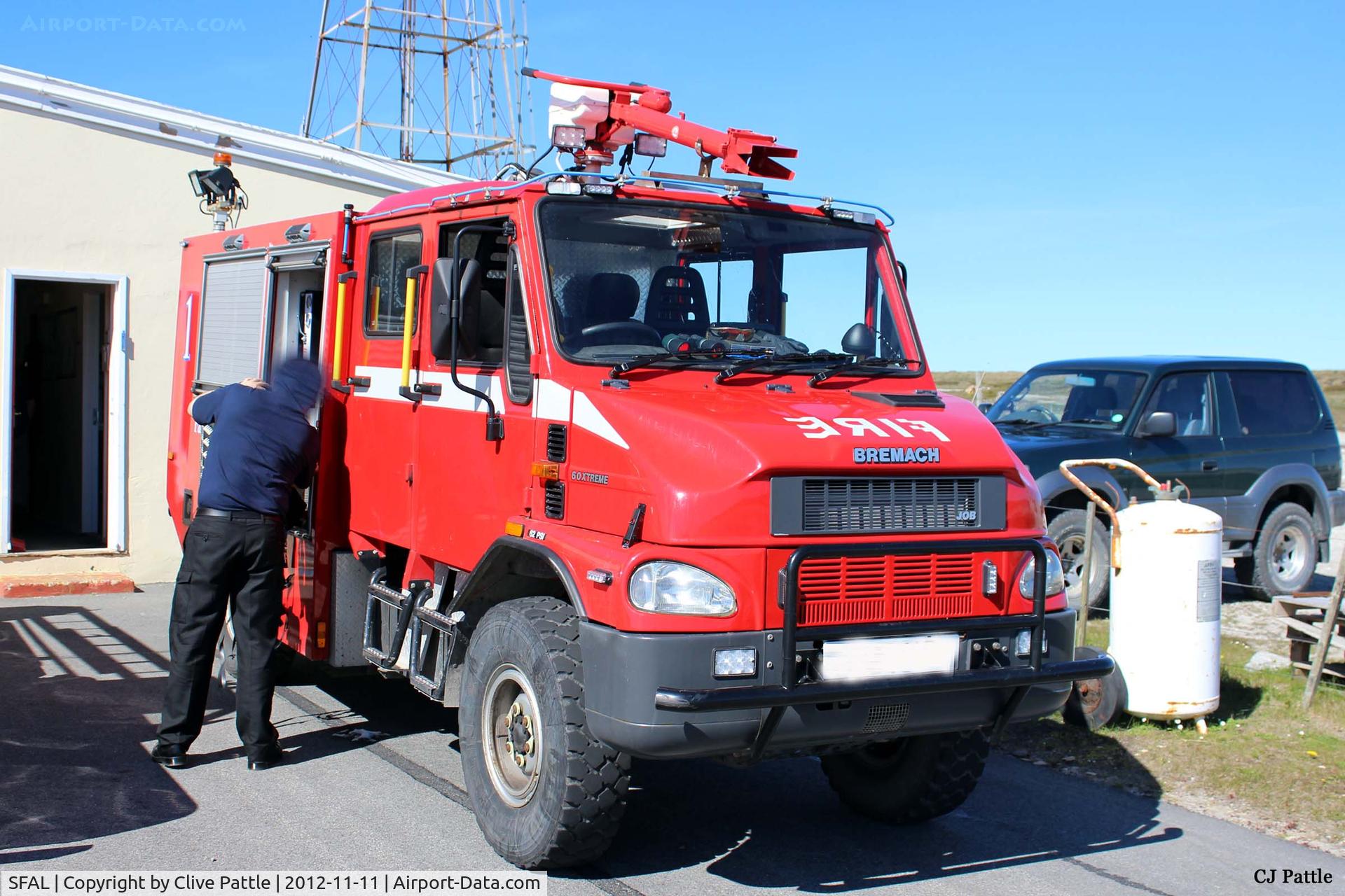 SFAL Airport - A close-up of one of the newer Bremach made Fire and Rescue Tenders at Port Stanley airfield (SFAL).
