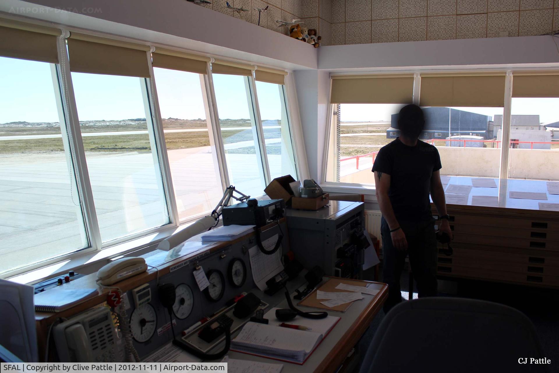 SFAL Airport - A view within the tower at Port Stanley looking eastwards