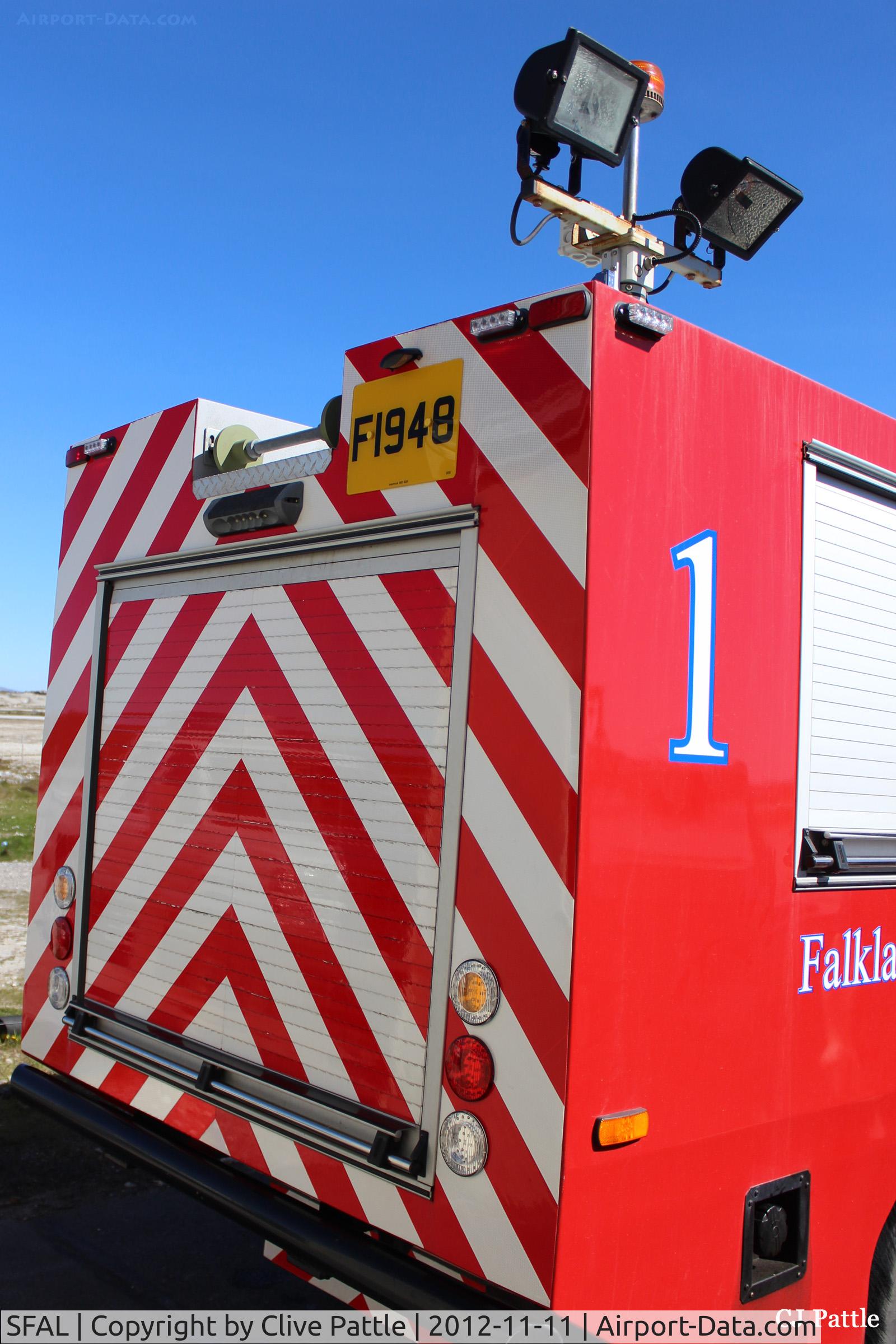 SFAL Airport - A rear view of the Bremach Fire Tender at Port Stanley Airport SFAL