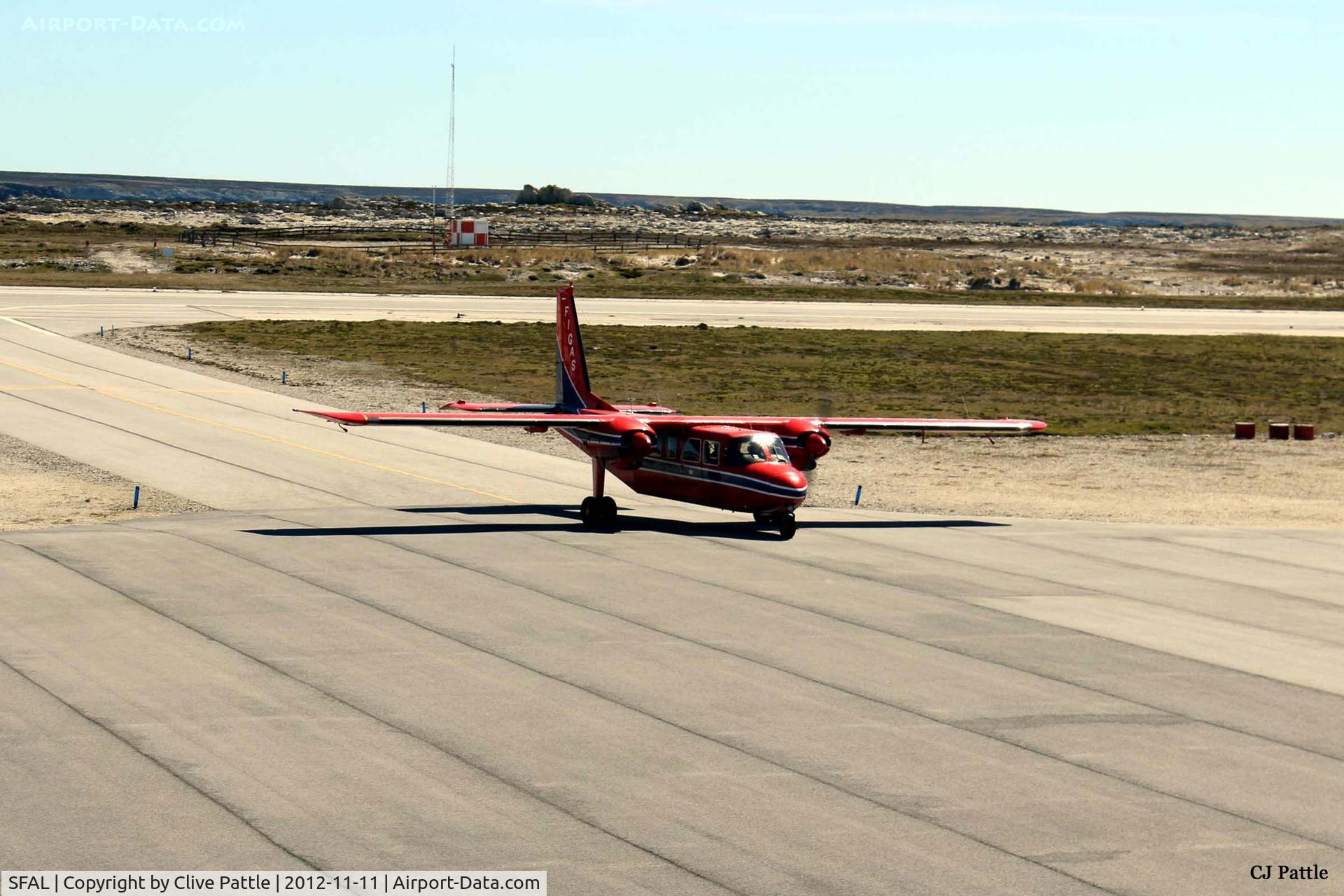 SFAL Airport - A view of the main apron at Port Stanley SFAL, used mainly by the FIGAS Islanders serving the Falkland Island community with a lifeline.