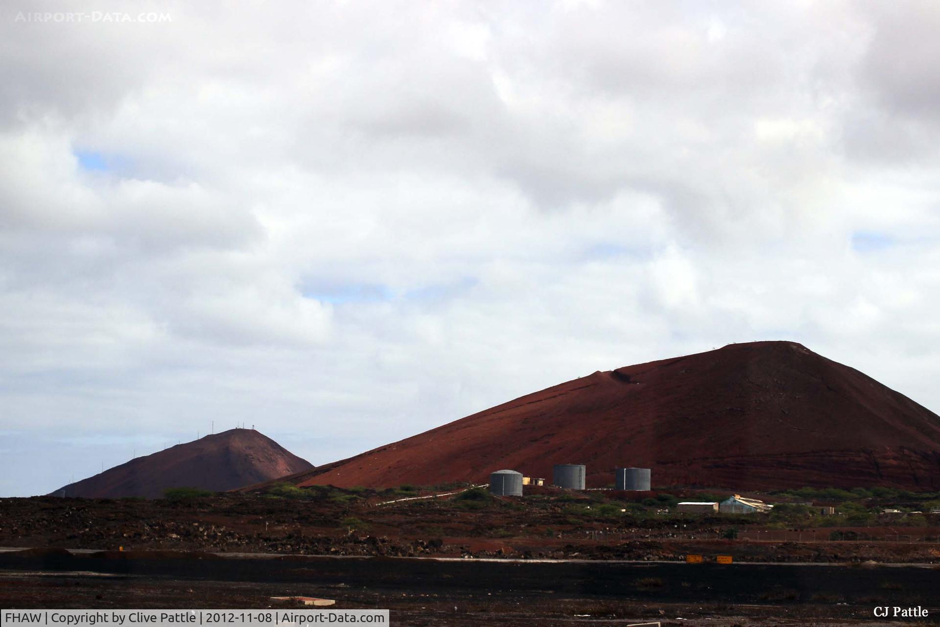 FHAW Airport - A view across the apron and runway from the terminal buildings at Ascension Island