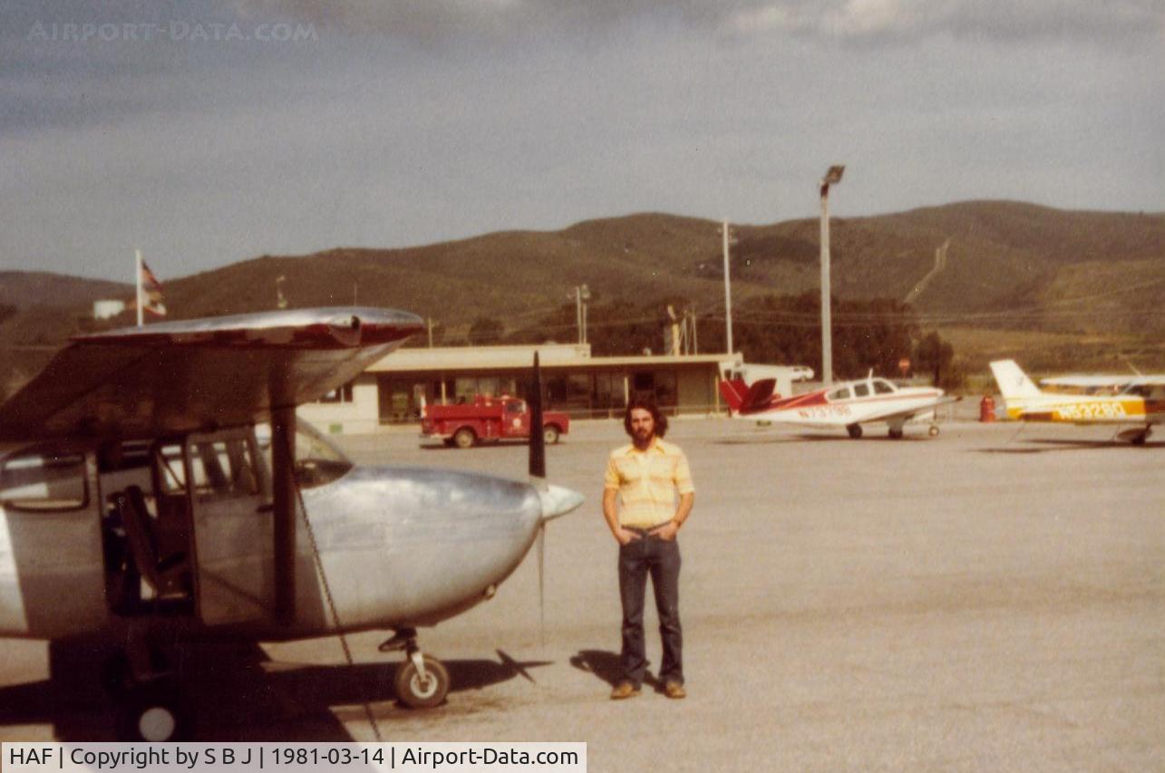 Half Moon Bay Airport (HAF) - N8059X in front of the Half Moon Bay airport administration building.