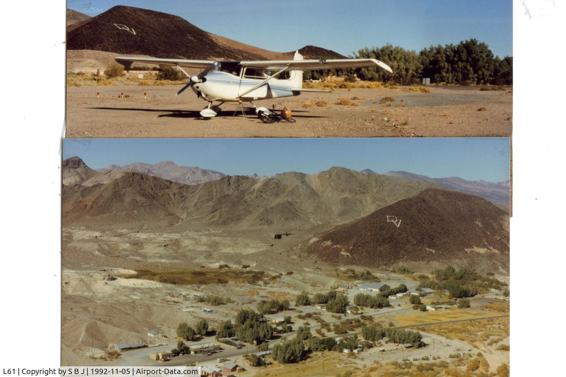 Shoshone Airport (L61) - N6369E at Shoshone and picture of the small village that is so close that when landing on runway 15 you fly right over Shoshone on short final. I have always landed on 33 and departed on 15 wind permitting.View is to the west & DV.
