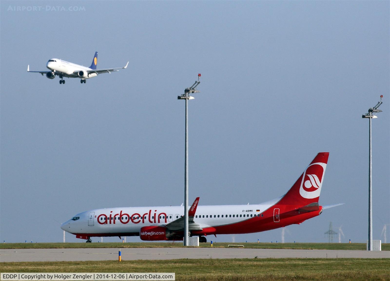 Leipzig/Halle Airport, Leipzig/Halle Germany (EDDP) - Inbound traffic for rwy 26R is observed by departing Air Berliner on twy A9......