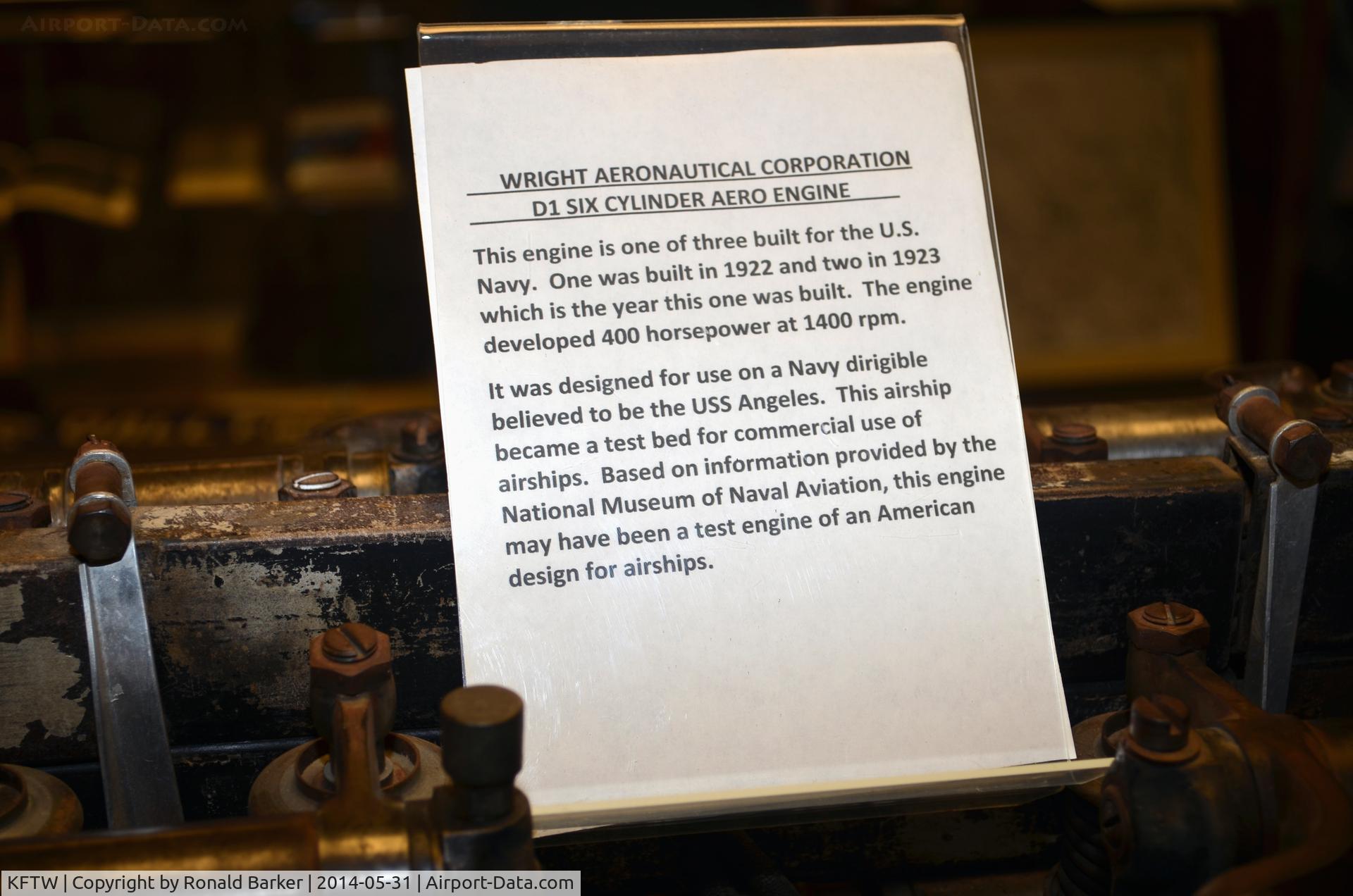 Fort Worth Meacham International Airport (FTW) - Wright D-1 Engine Fort Worth Aviation Museum