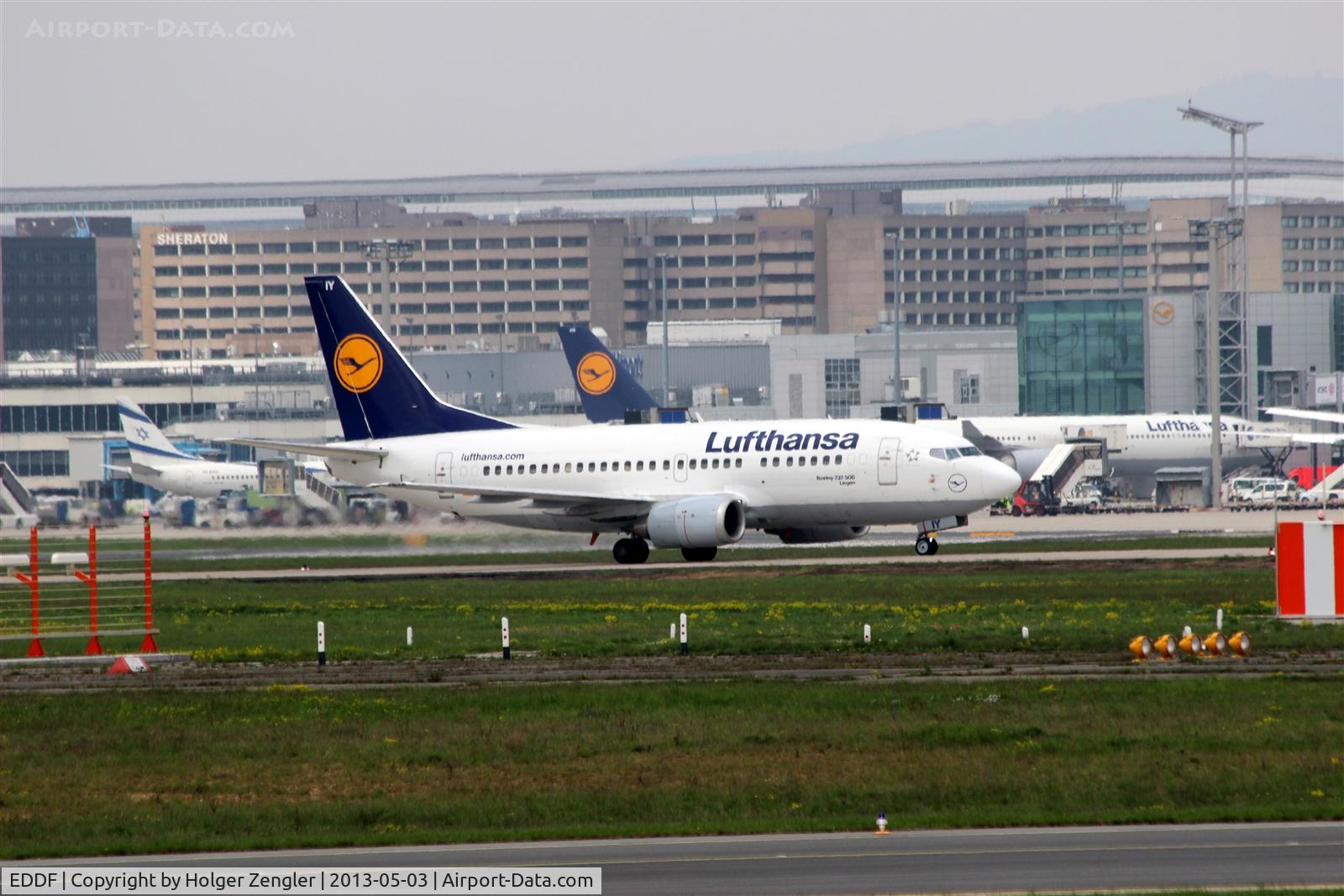 Frankfurt International Airport, Frankfurt am Main Germany (EDDF) - View from photo position at Autobahn 5 to apron at visitors balkony...
