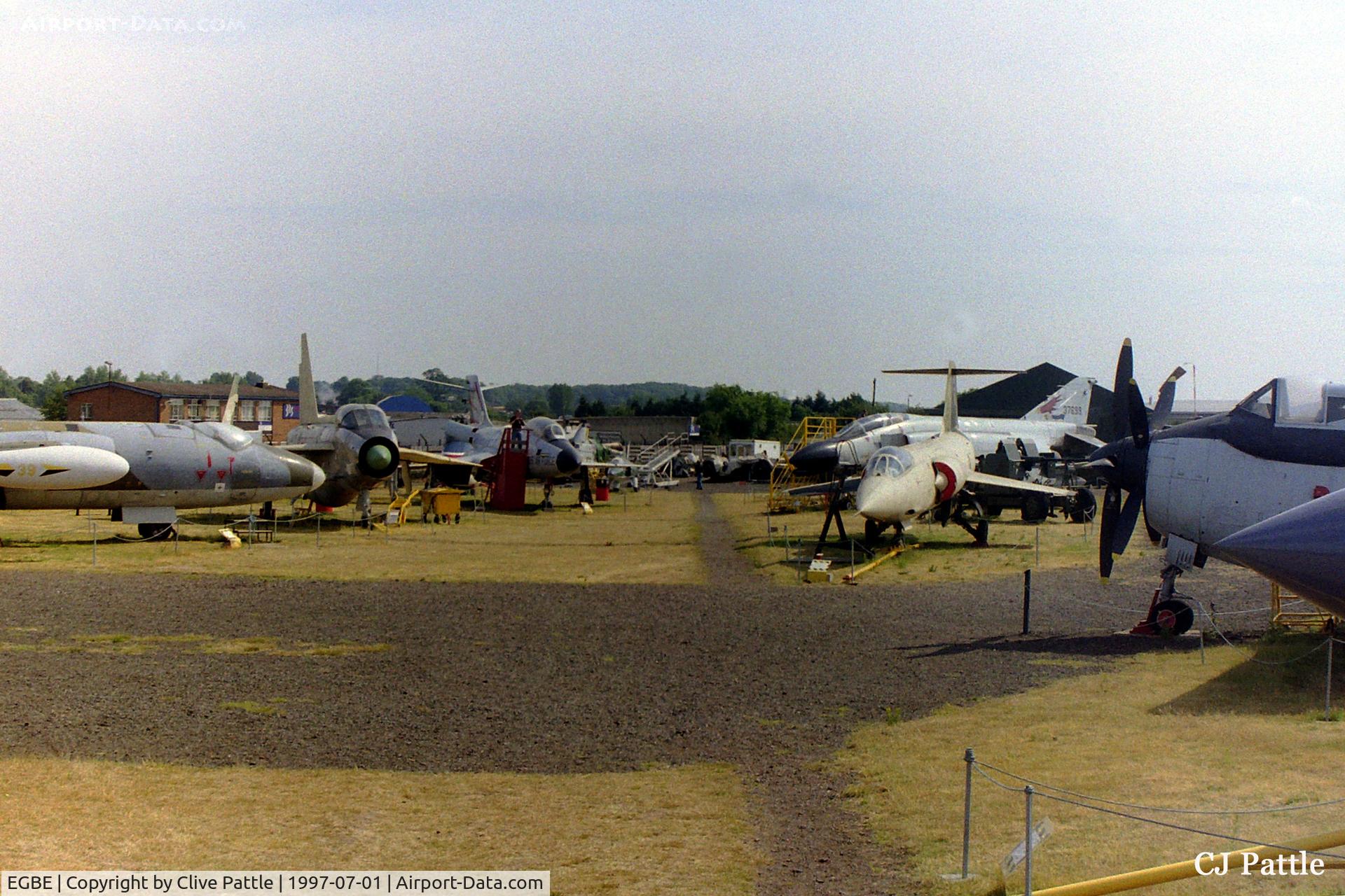 Coventry Airport, Coventry, England United Kingdom (EGBE) - A general view of some of the exhibits at the Midland Air Museum, Coventry Airport. Photo taken in 1997.
