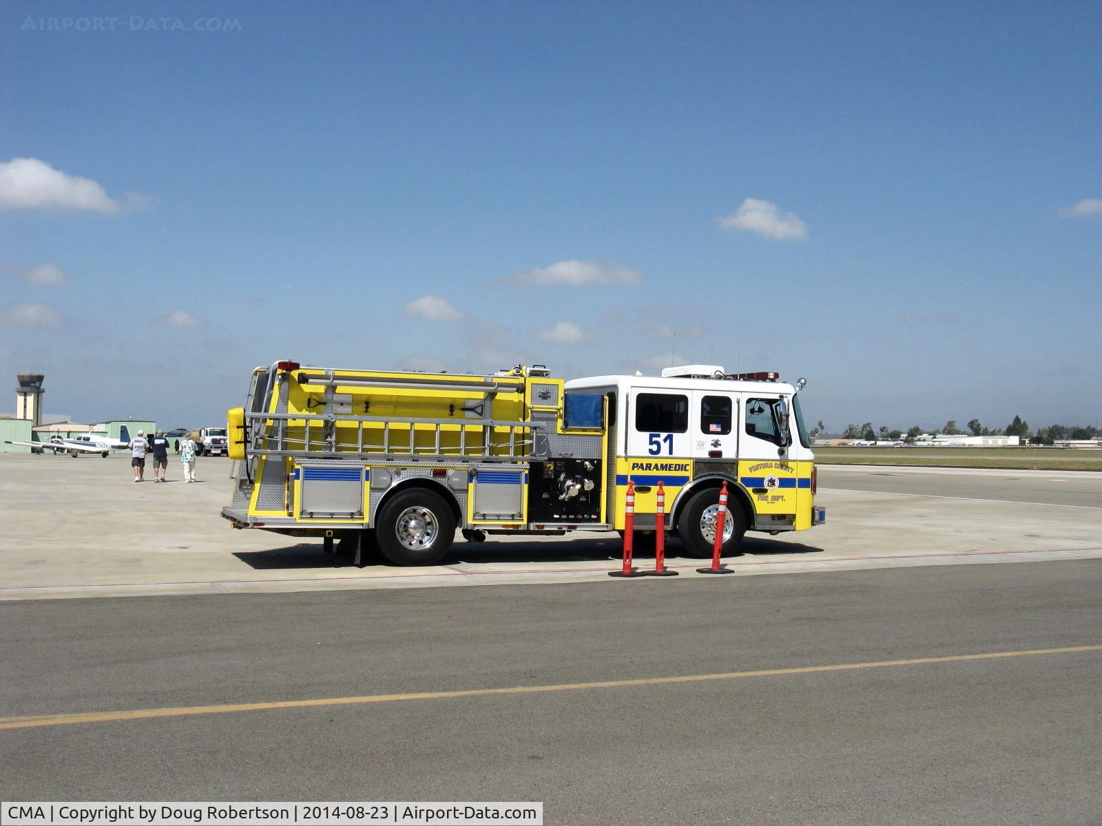 Camarillo Airport (CMA) - Ventura County Fire Department Vehicle based at CMA Fire Station. CMA Aircraft Control Tower at extreme left.