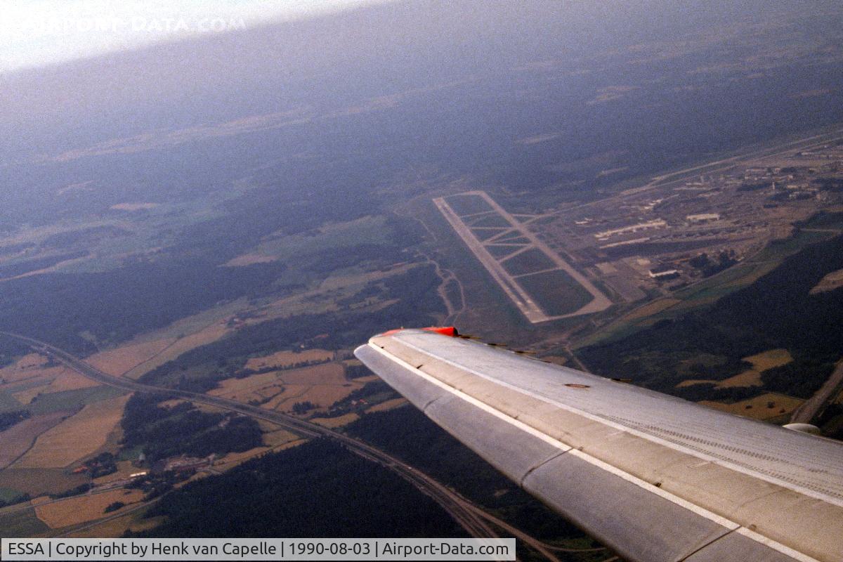 Stockholm-Arlanda Airport, Stockholm Sweden (ESSA) - Stockholm-Arlanda airport seen after departure in a SAS DC-9-41 (1990).
